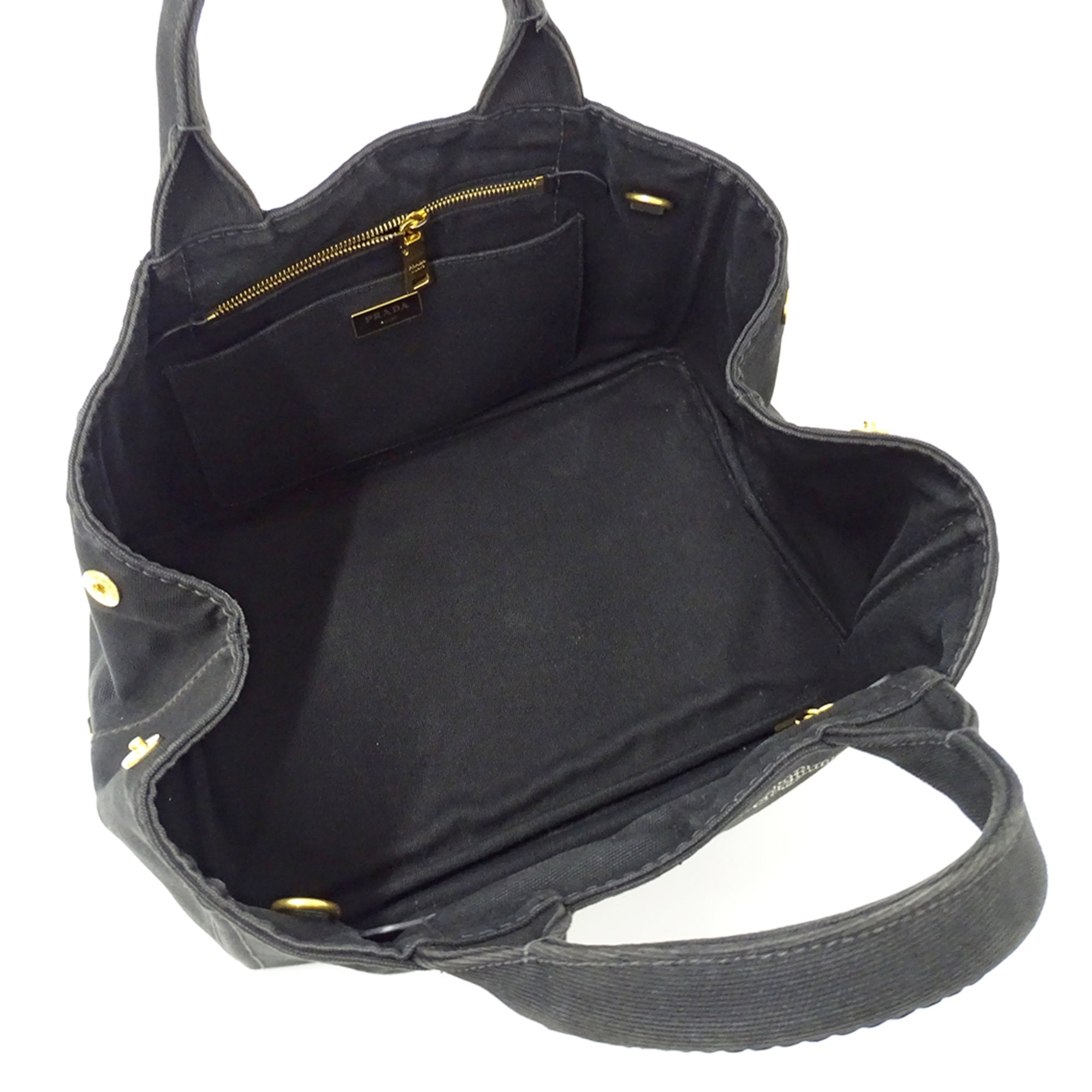 Prada Black Canvas Handbag Shoulder Bag Tote Bag (Pre-Owned)