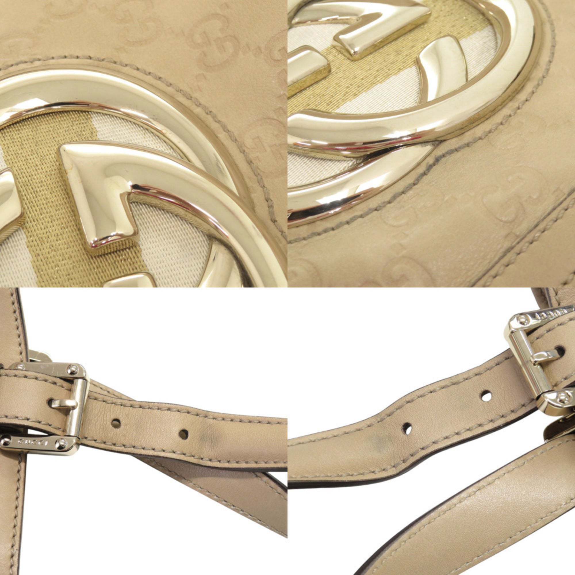 Gucci Beige Leather Handbag Tote Bag (Pre-Owned)