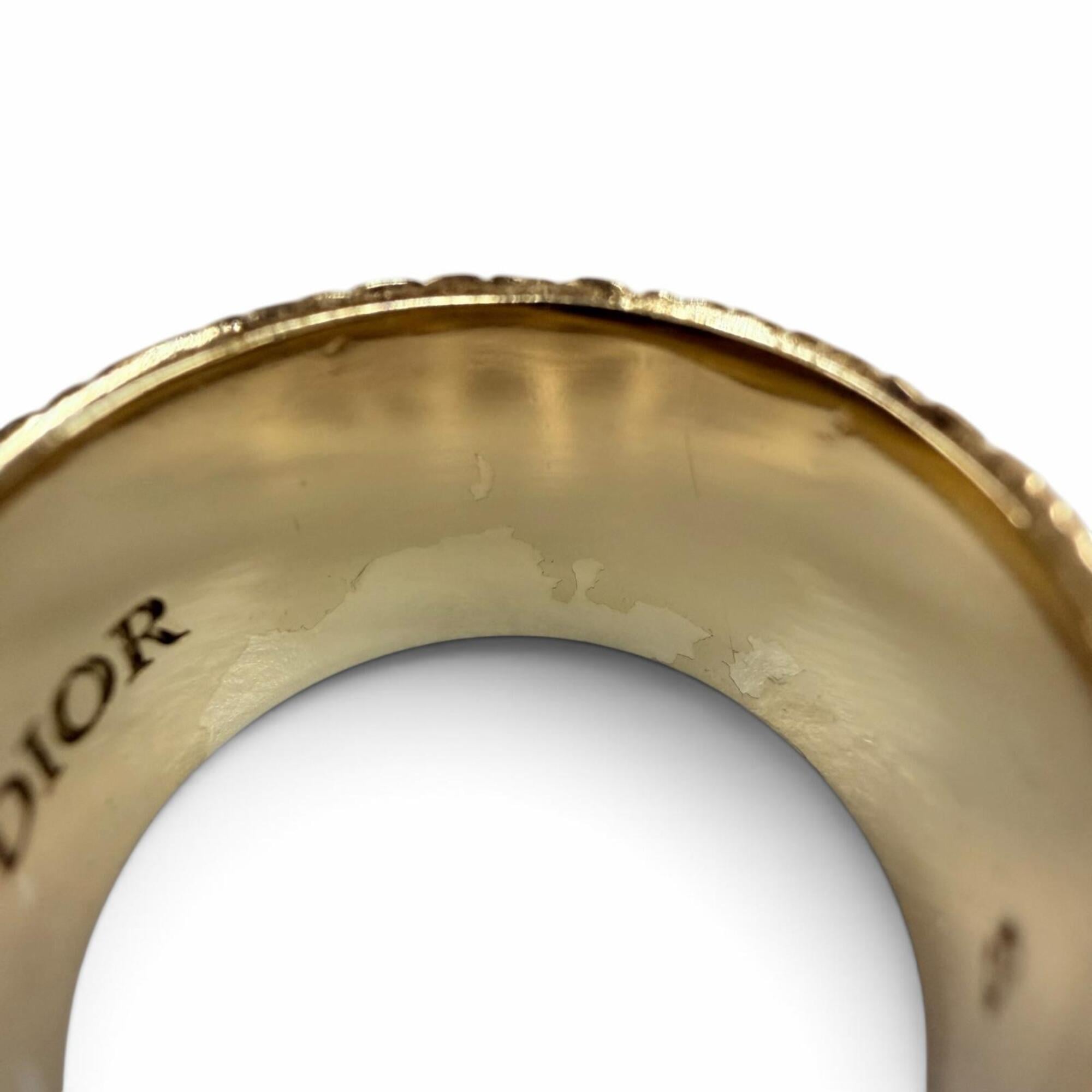 Christian Dior Gold Navy White Metal Band Ring (Pre-Owned)