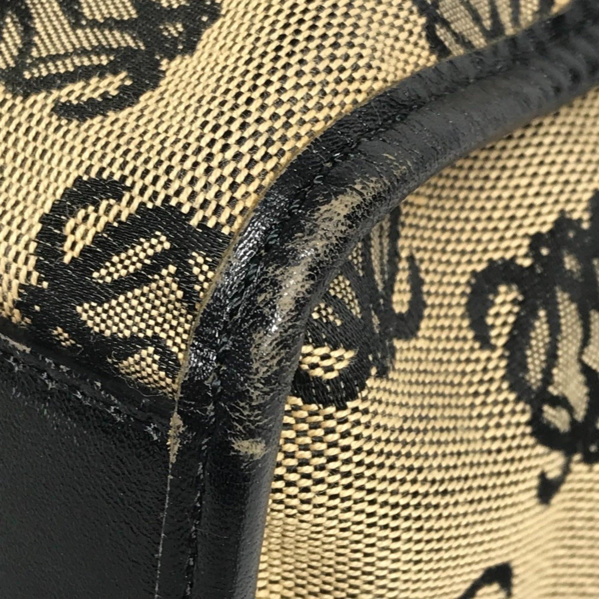 Loewe Beige Black Leather Canvas Handbag Tote Bag (Pre-Owned)