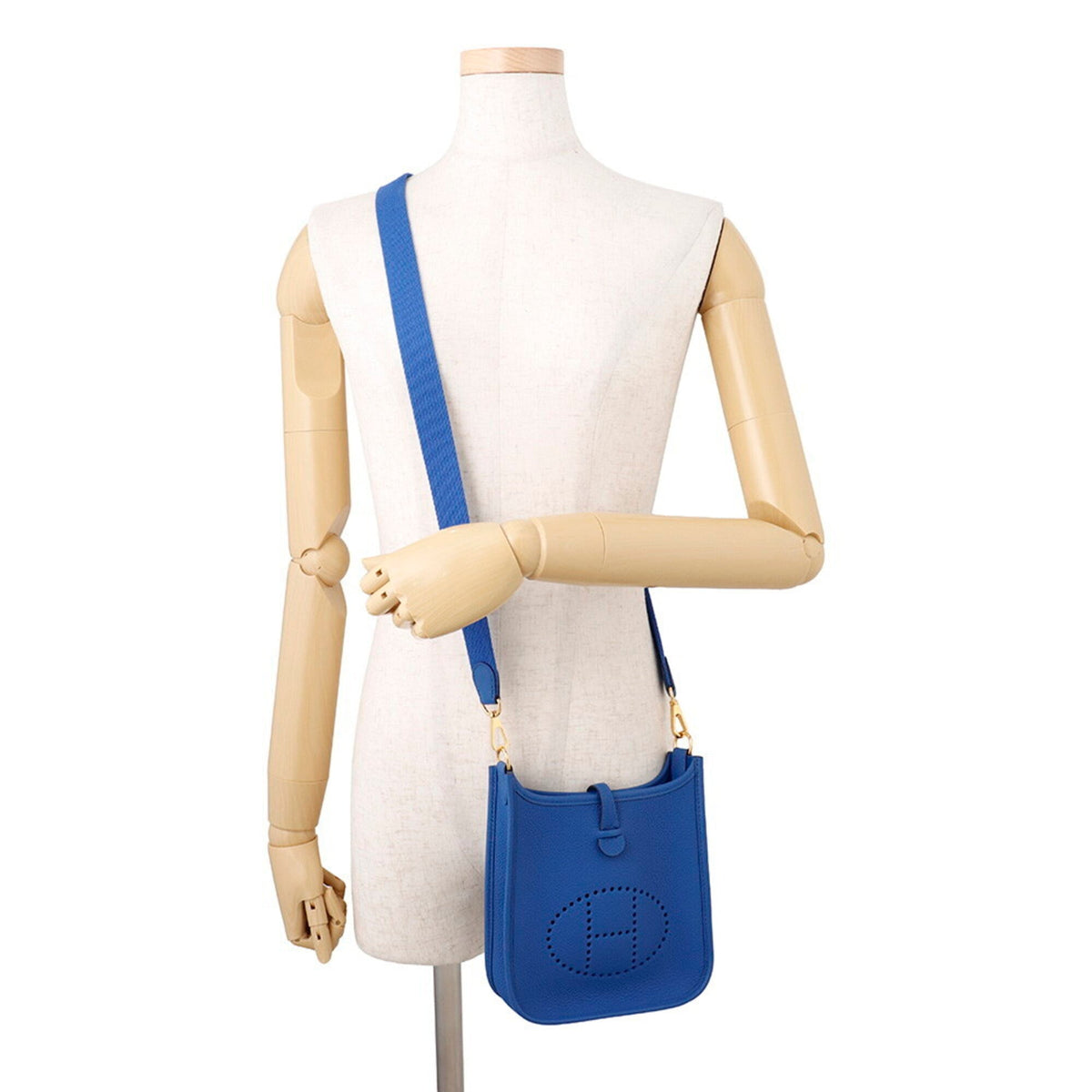 Hermes Evelyne Blue Taurillon Clemence Leather Shoulder Bag (Pre-Owned)
