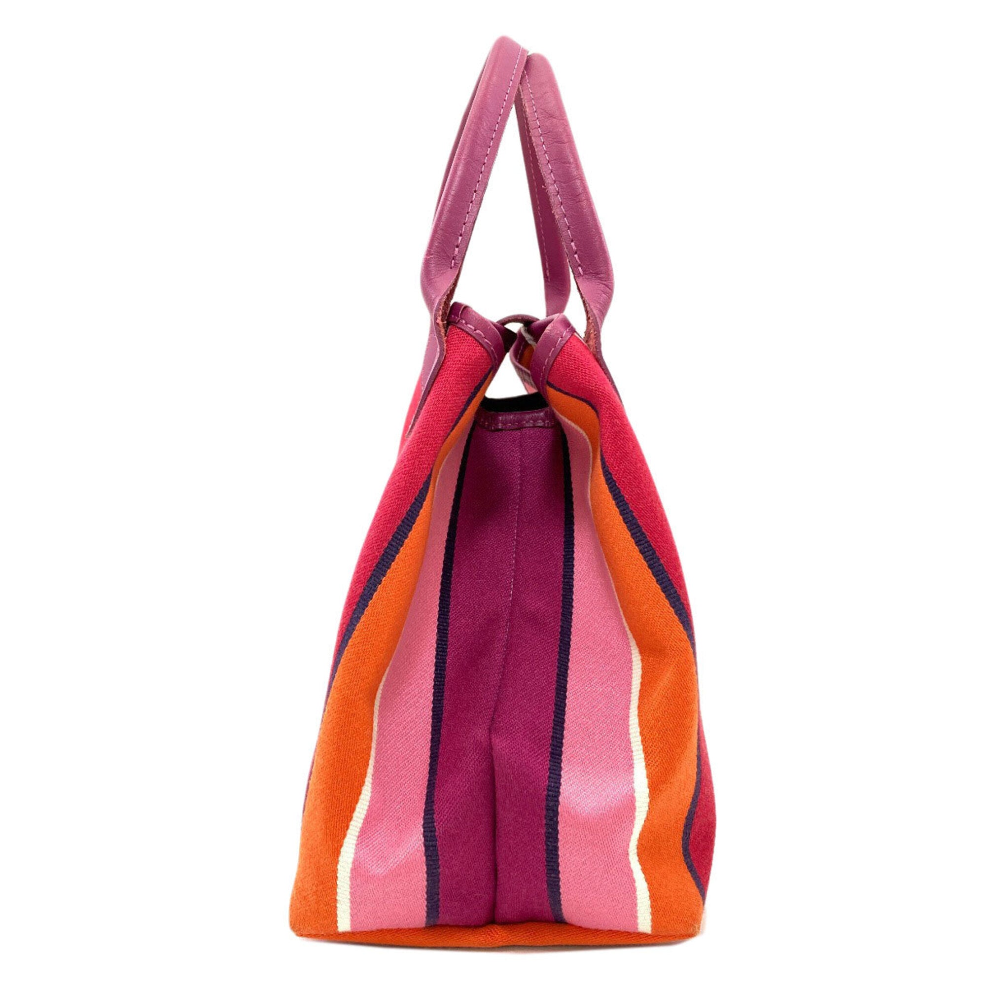 Longchamp Orange Pink Purple Canvas Tote Bag (Pre-Owned)