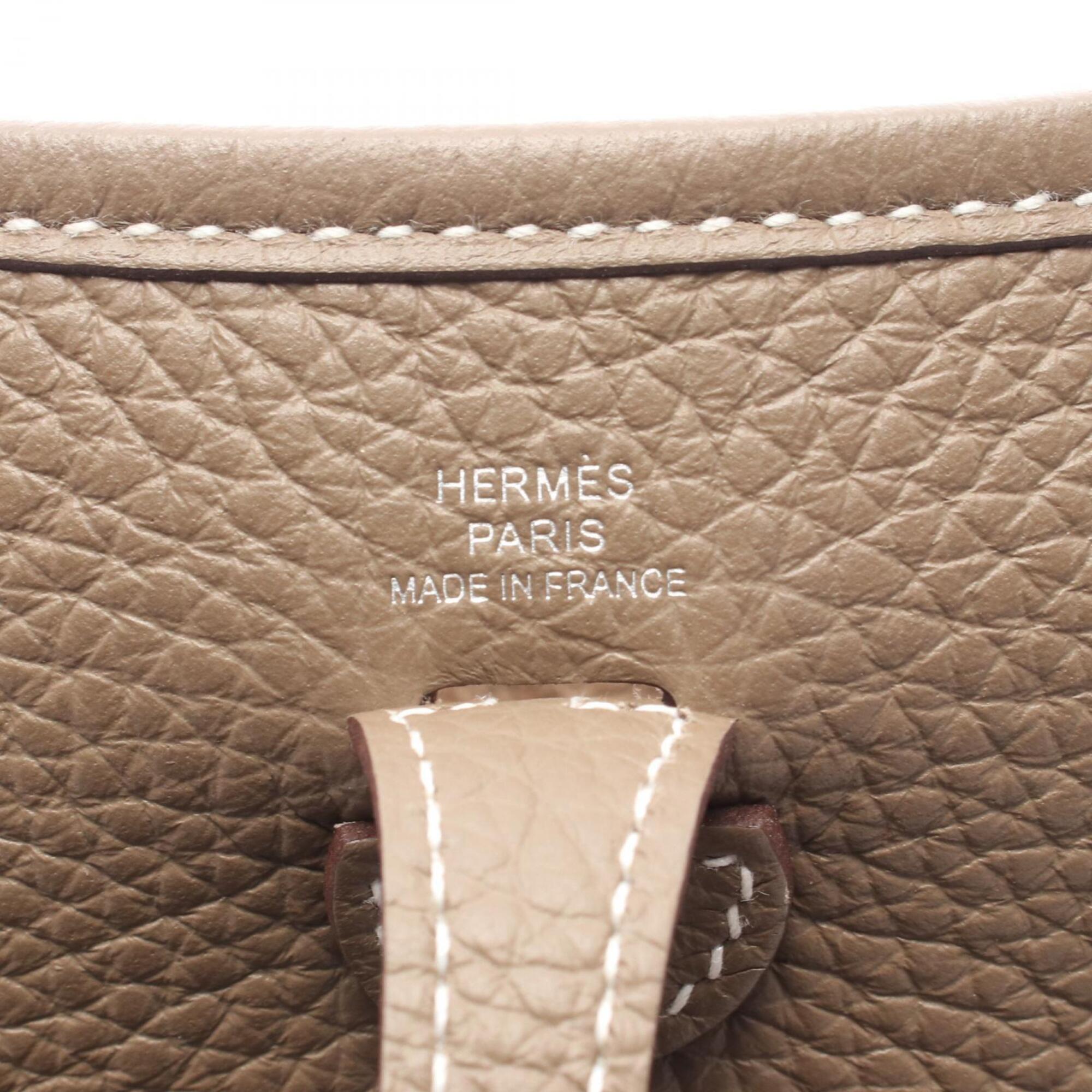 Hermes Gray Taurillon Clemence Leather Handbag Shoulder Bag (Pre-Owned)