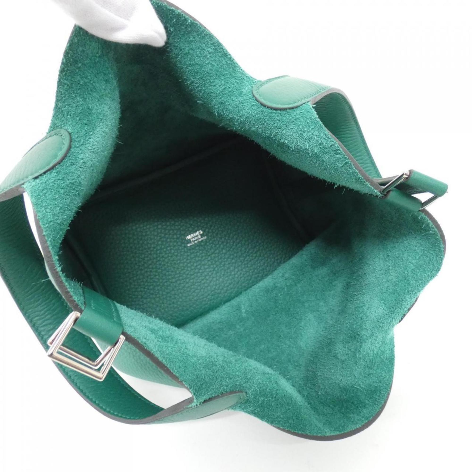 Hermes Green Vert Taurillon Clemence Leather Handbag (Pre-Owned)