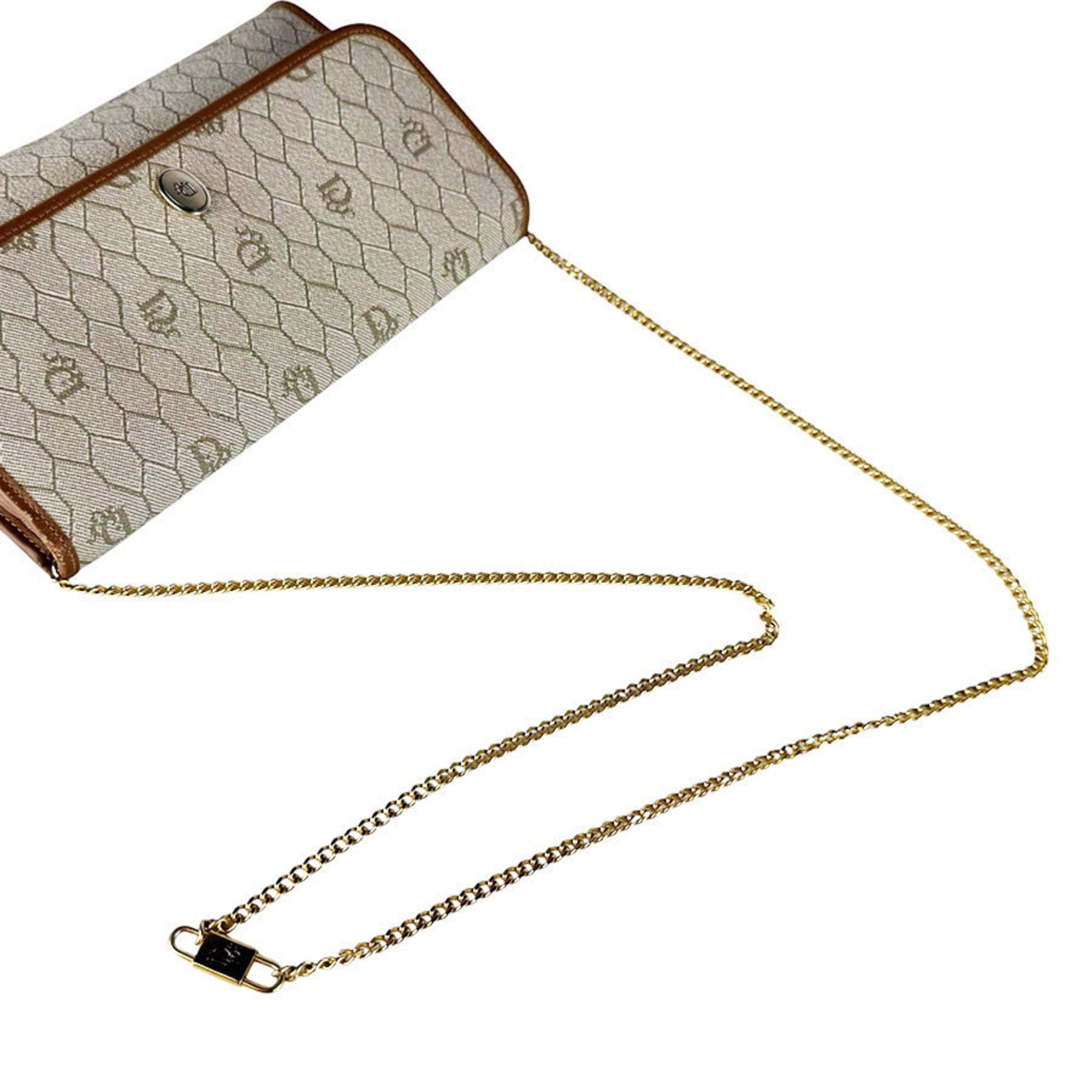 Christian Dior Brown Coated Canvas Leather Shoulder Bag (Pre-Owned)