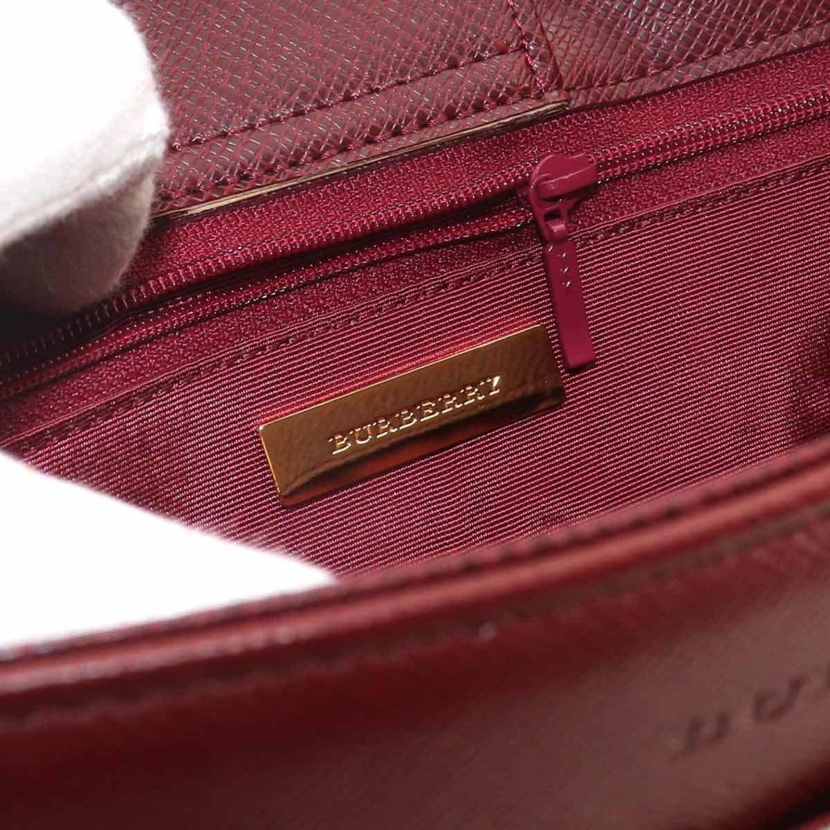 Burberry Beige Bordeaux Canvas Leather Handbag (Pre-Owned)