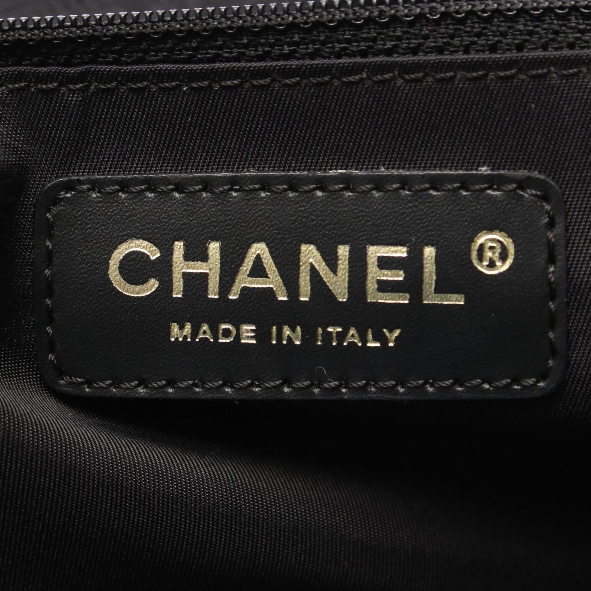 Chanel Black Leather Nylon Canvas Handbag Tote Bag (Pre-Owned)