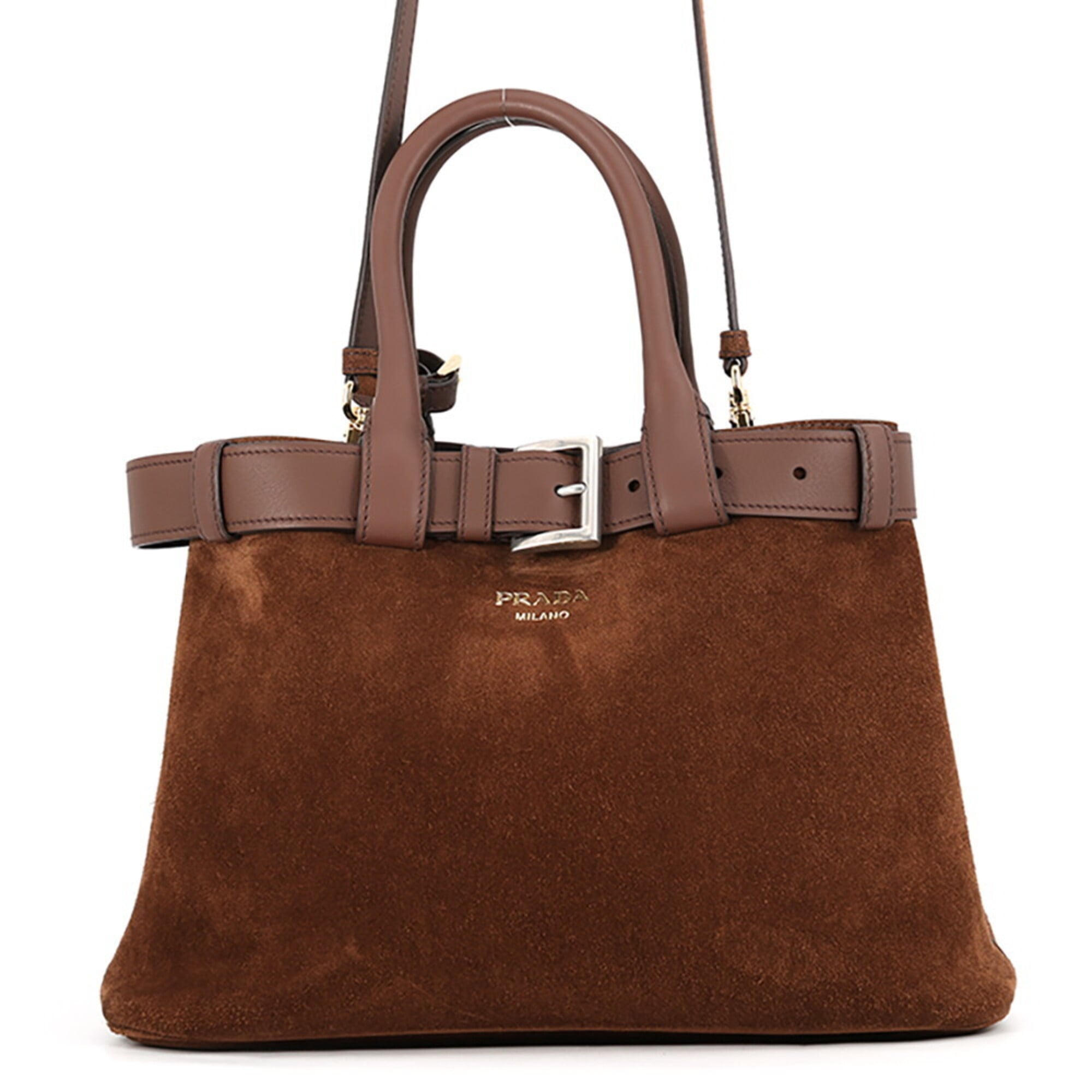 Prada Brown Cocoa Suede Handbag Shoulder Bag (Pre-Owned)