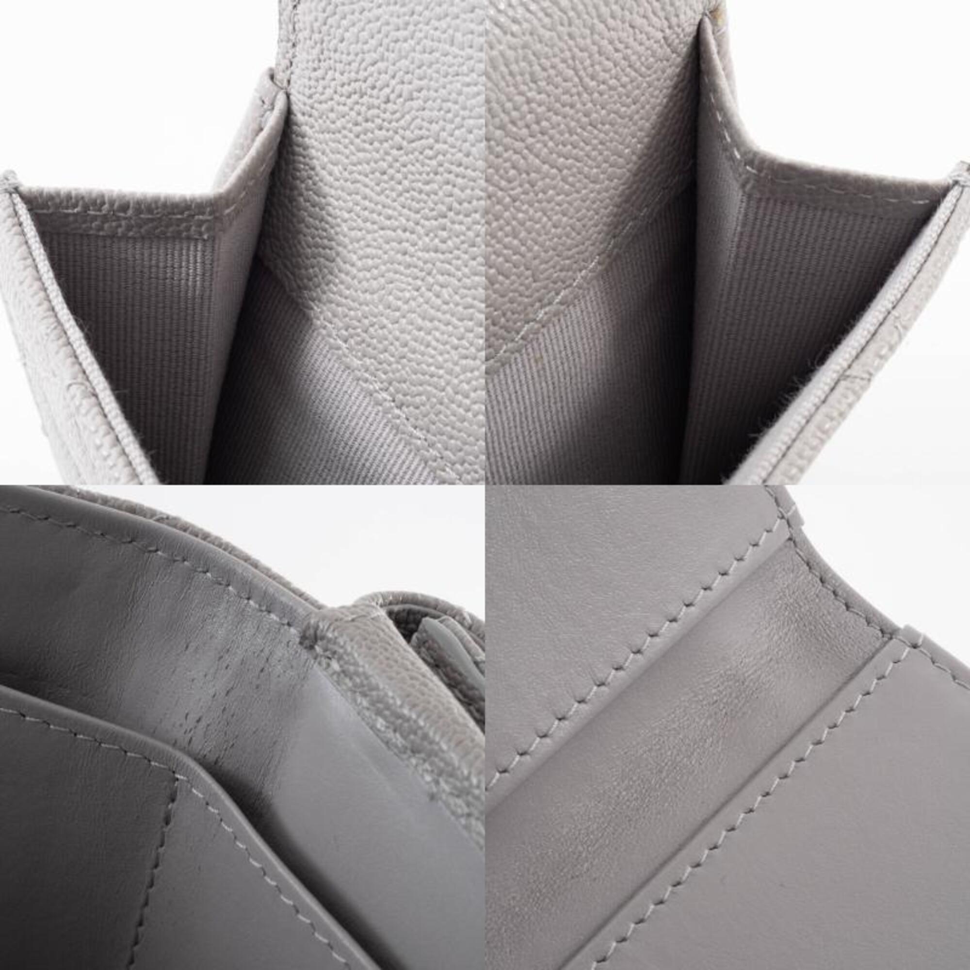 Chanel Grayish Leather Wallet (Tri-Fold) (Pre-Owned)