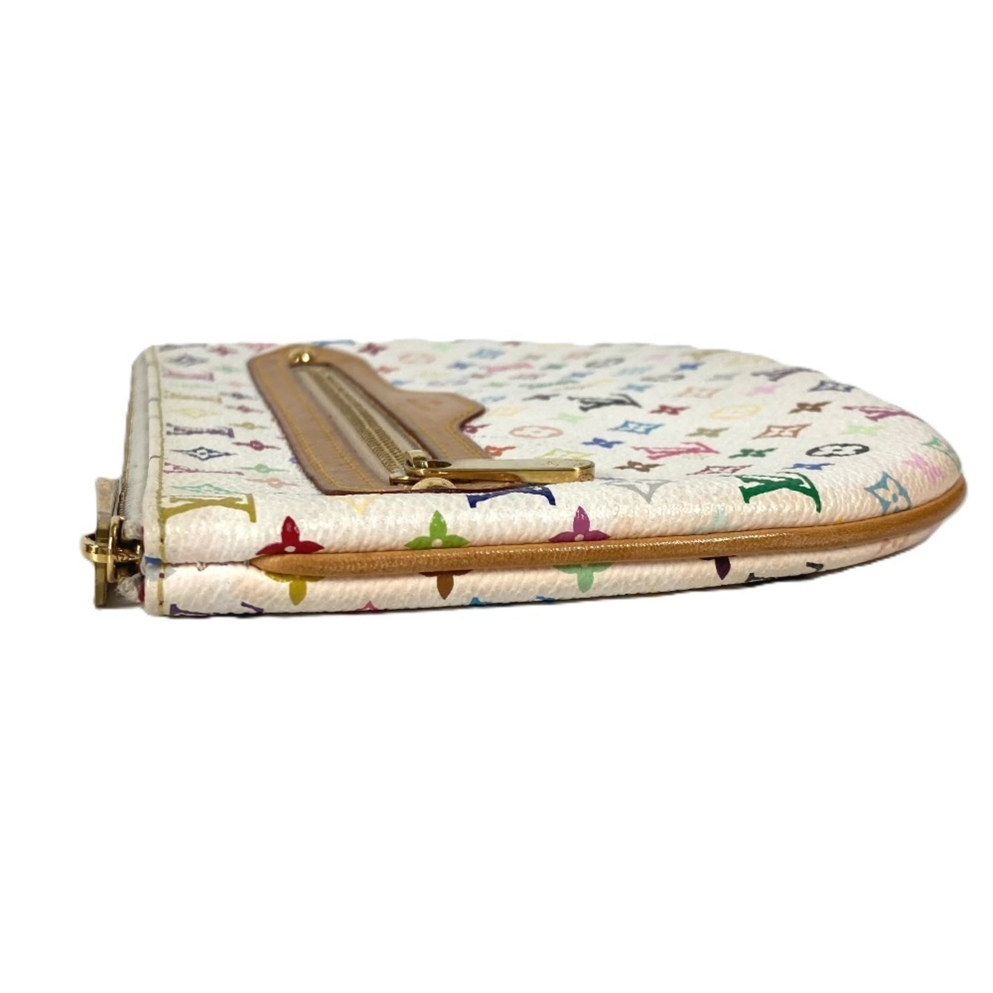 Louis Vuitton Blanc Multi-Color White Monogram Multicolore Clutch Bag Pochette Pouch (Pre-Owned)