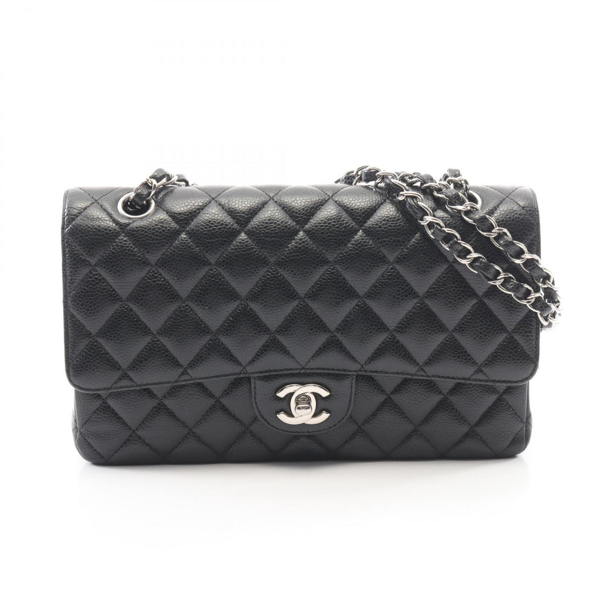 Chanel Black Grained Calfskin Handbag Shoulder Bag (Pre-Owned)