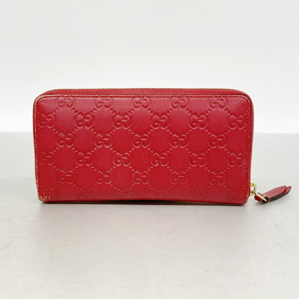 Gucci Red Color Leather Long Wallet (Bi-Fold) (Pre-Owned)