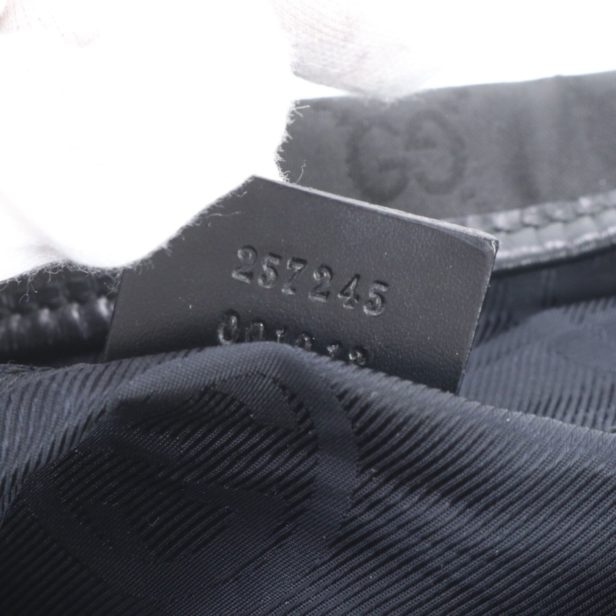 Gucci Black Leather Nylon Handbag Tote Bag (Pre-Owned)