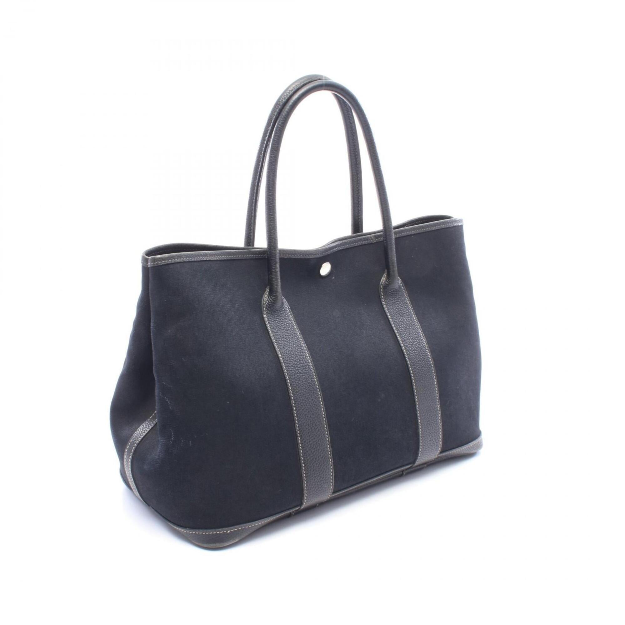 Hermes Black Toile Officier Handbag Tote Bag (Pre-Owned)