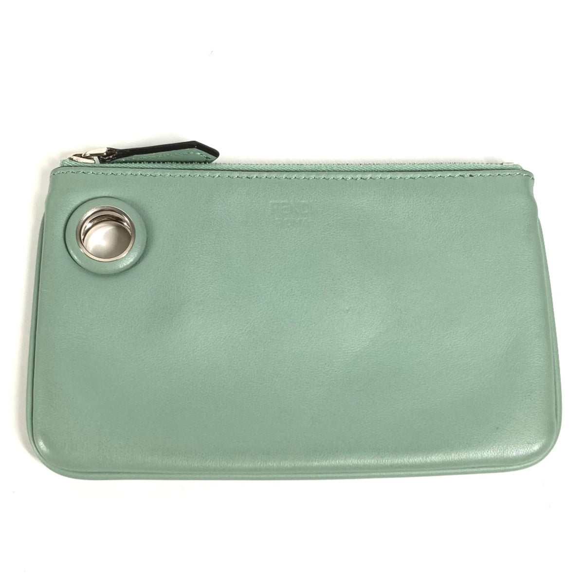 Fendi Green Leather Pouch (Pre-Owned)