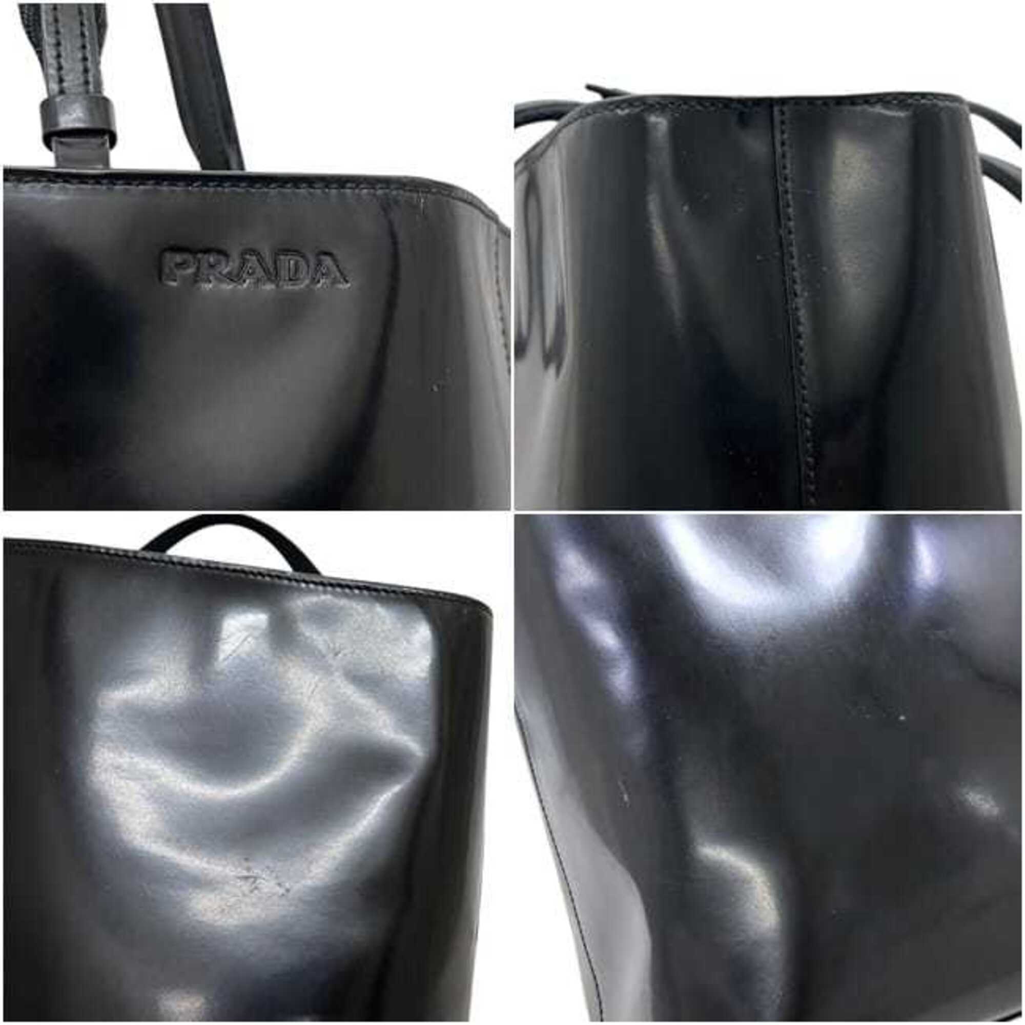 Prada Black Nero Leather Handbag Tote Bag (Pre-Owned)