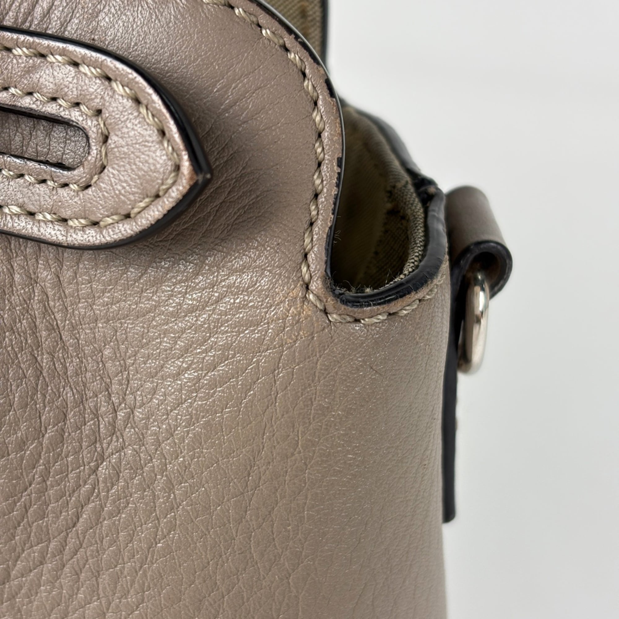 Fendi Gray Leather Handbag Shoulder Bag (Pre-Owned)