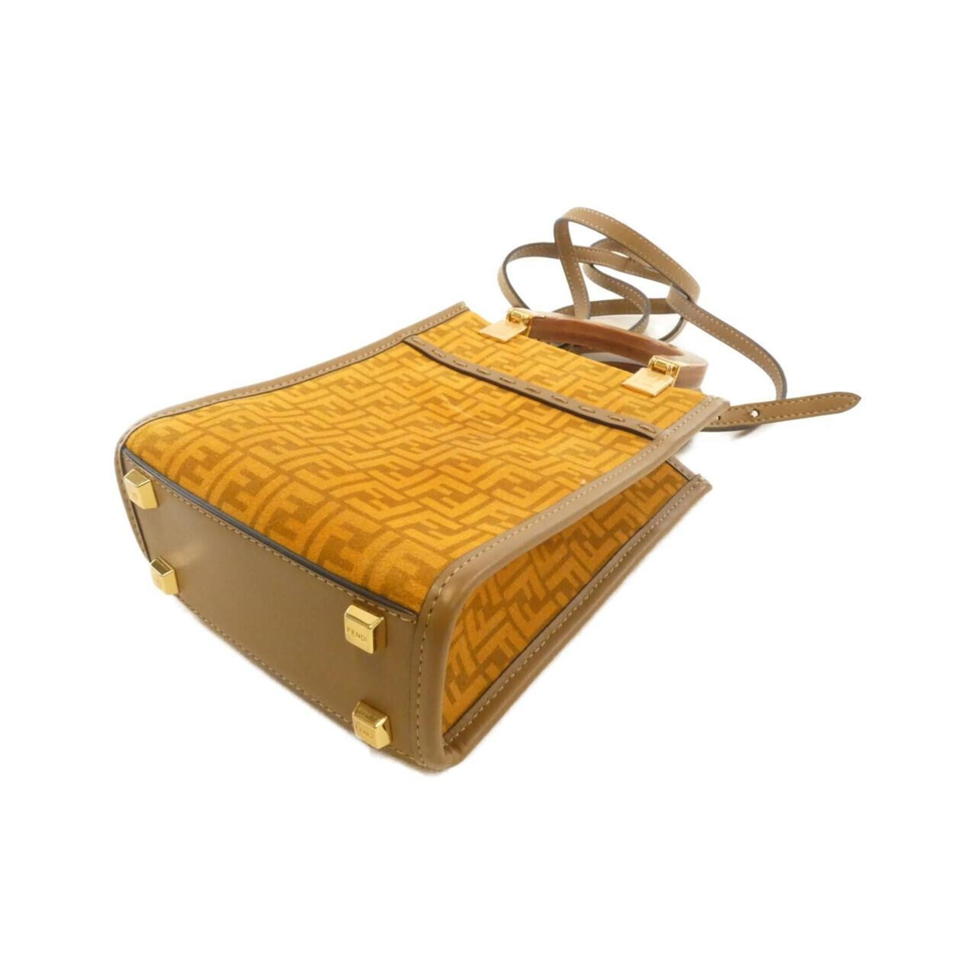 Fendi Brown Orange Suede Leather Handbag (Pre-Owned)
