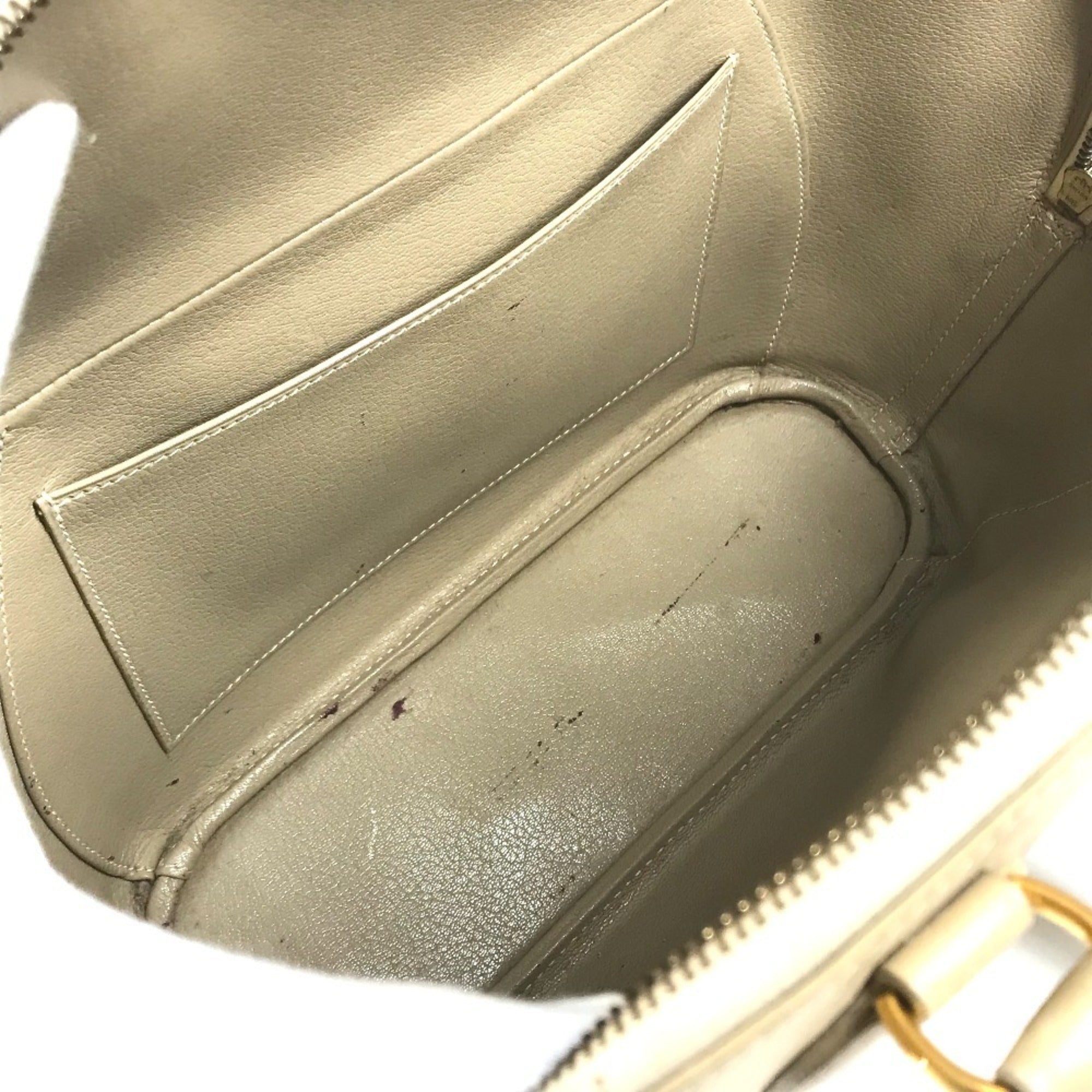 Hermes Beige Leather Handbag Tote Bag (Pre-Owned)