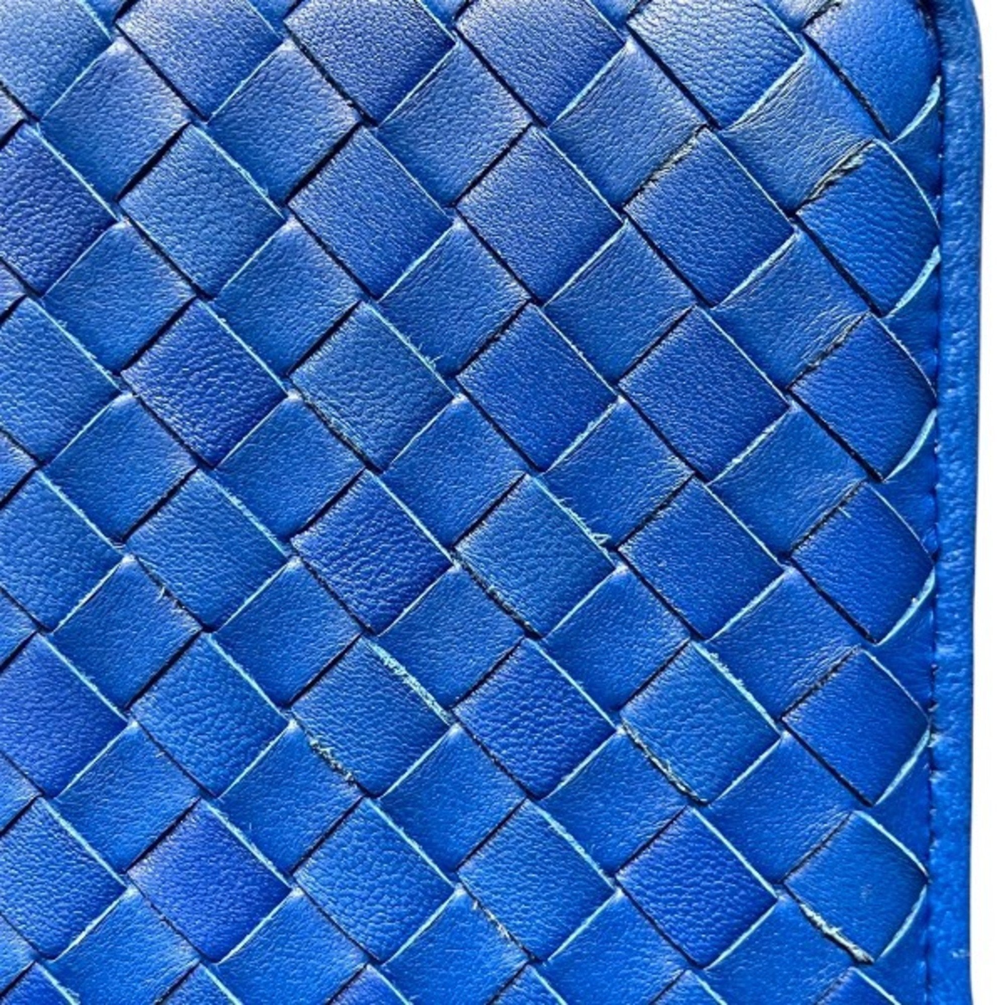 Bottega Veneta Blue Leather Long Wallet (Bi-Fold) (Pre-Owned)