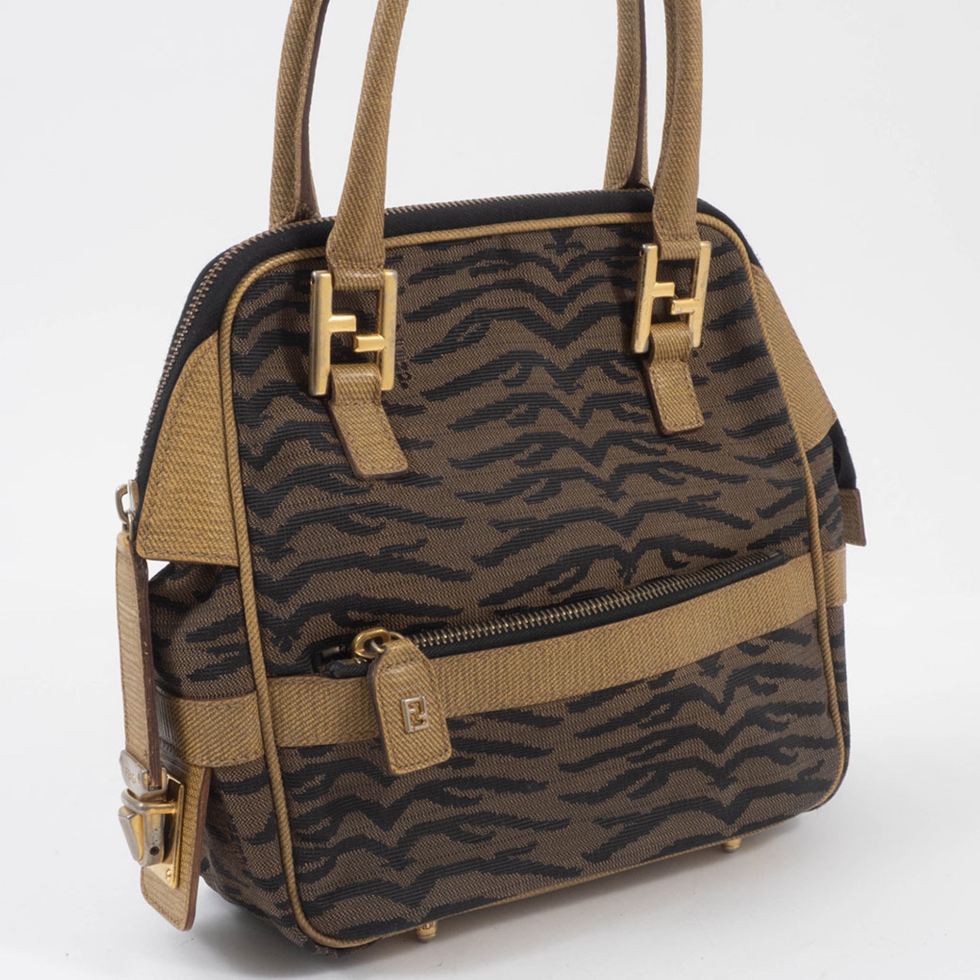 Fendi Brown Canvas Shoulder Bag (Pre-Owned)