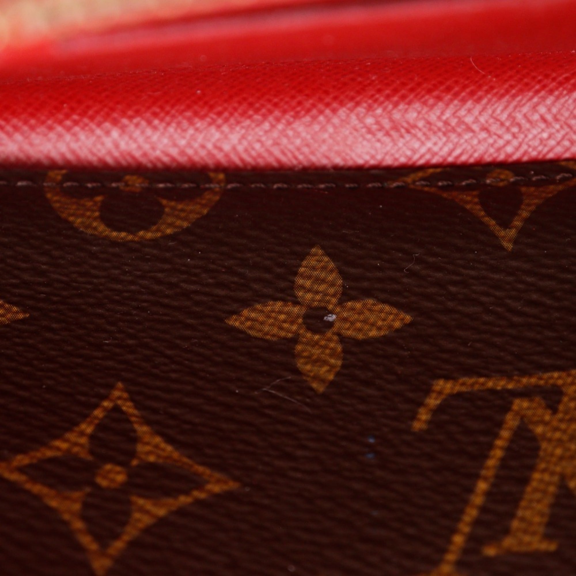 Louis Vuitton Monogram Brown Cerise Red Color Monogram Long Wallet (Bi-Fold) (Pre-Owned)