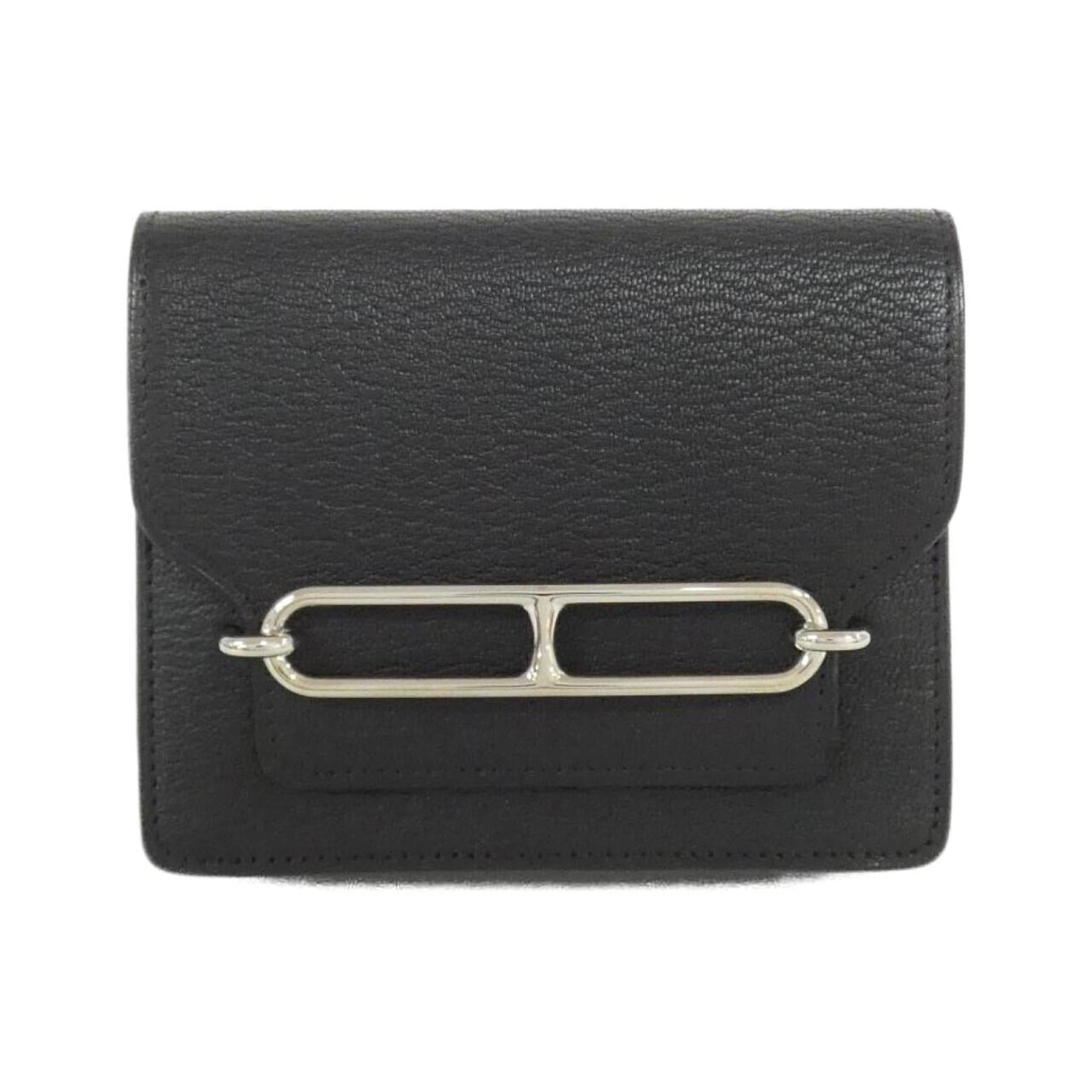 Hermes Black Chevre Leather Wallet (Bi-Fold) (Pre-Owned)