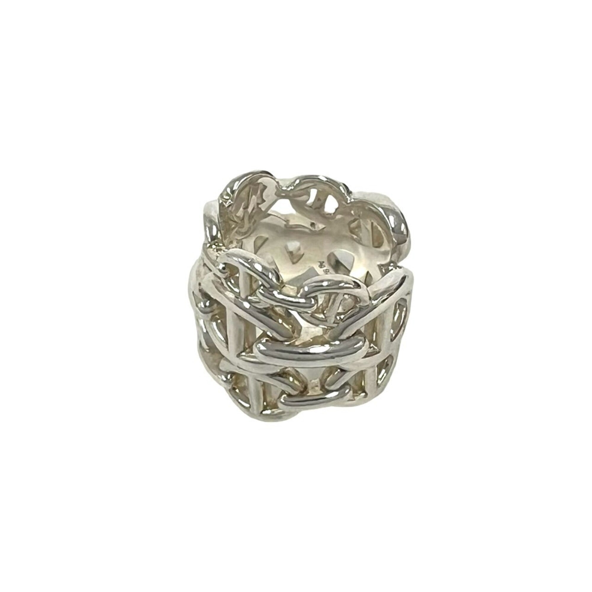 Hermes Silver Silver 925 Band Ring (Pre-Owned)