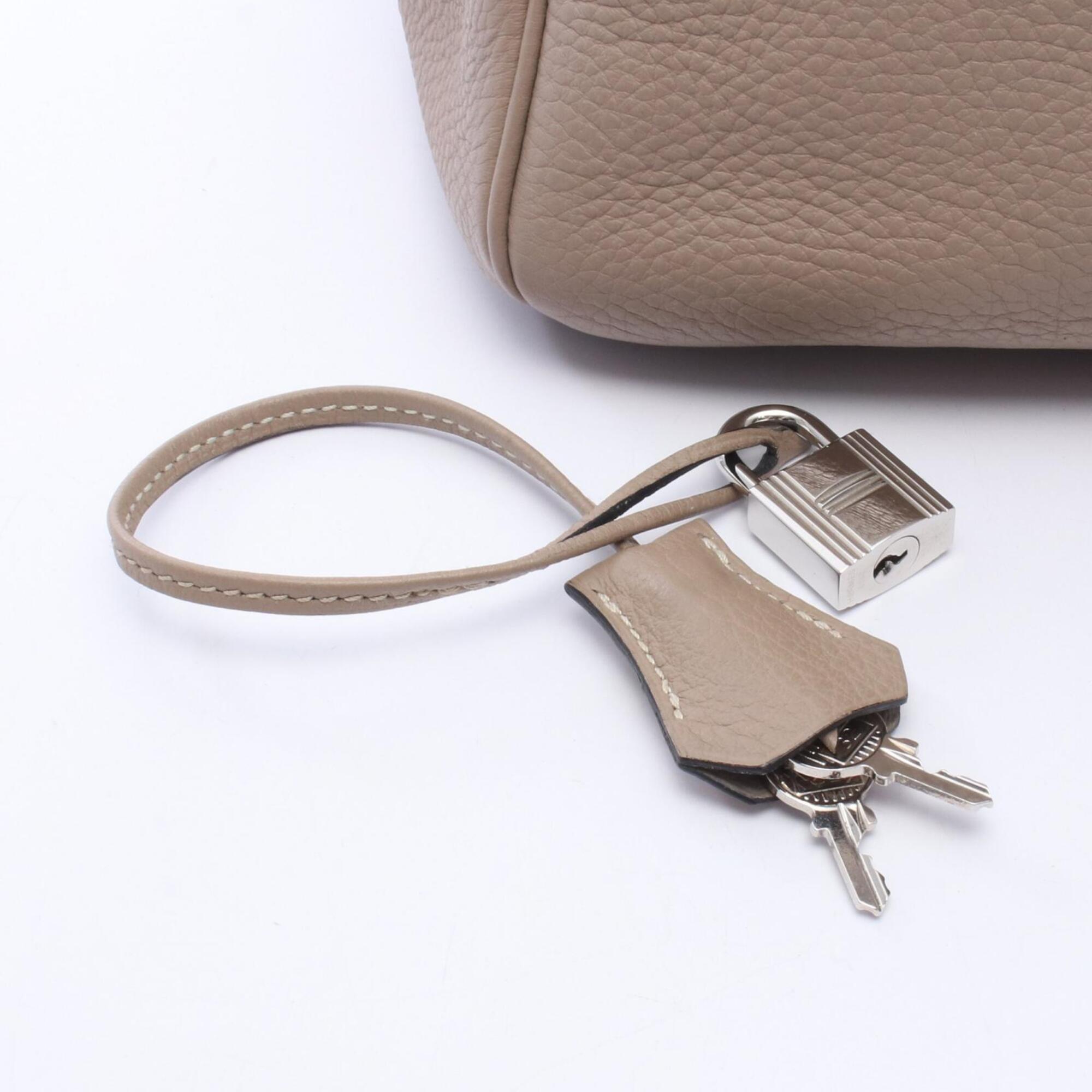Hermes Beige Gris Tourterelle Taurillon Clemence Leather Leather Handbag (Pre-Owned)