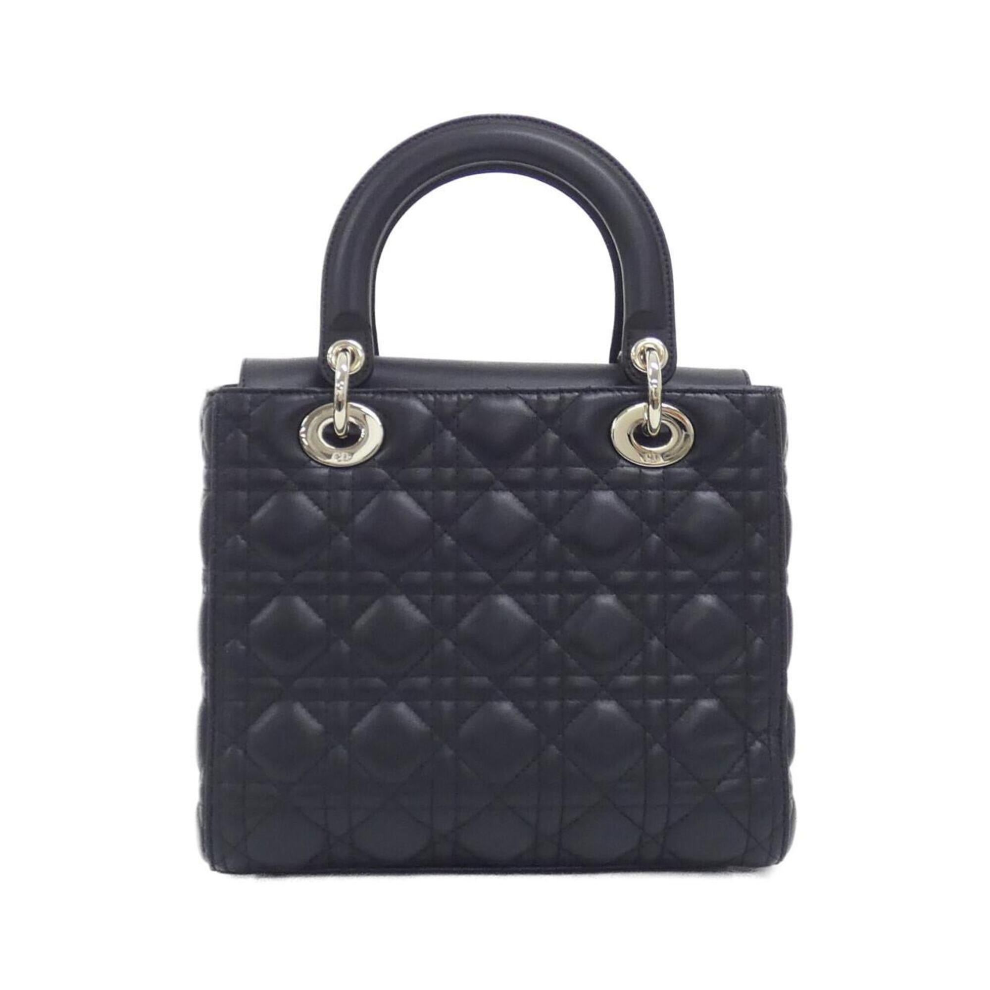Christian Dior Lady Dior Black Leather Handbag (Pre-Owned)
