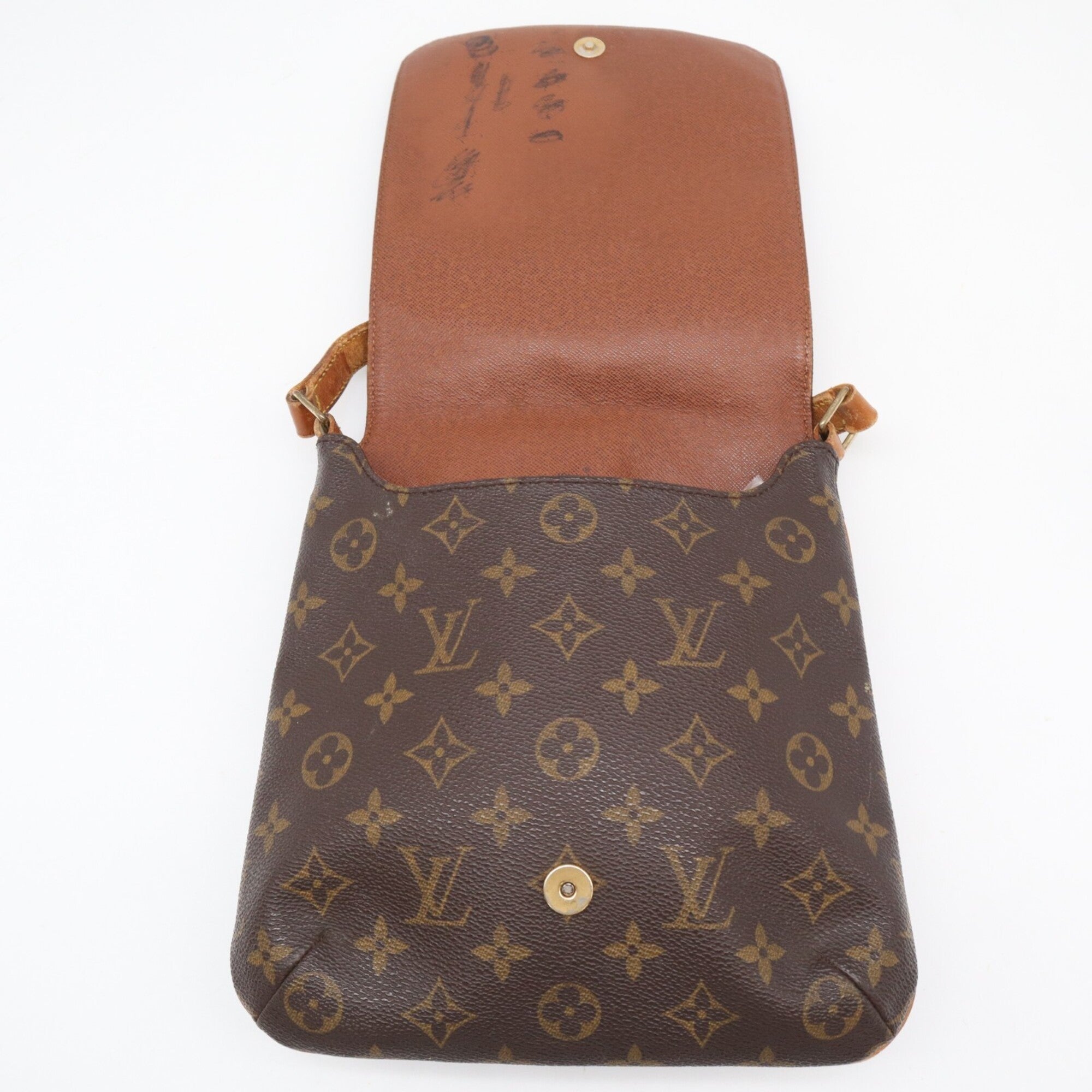 Louis Vuitton Beige Brown Monogram Coated Canvas Leather Shoulder Bag (Pre-Owned)