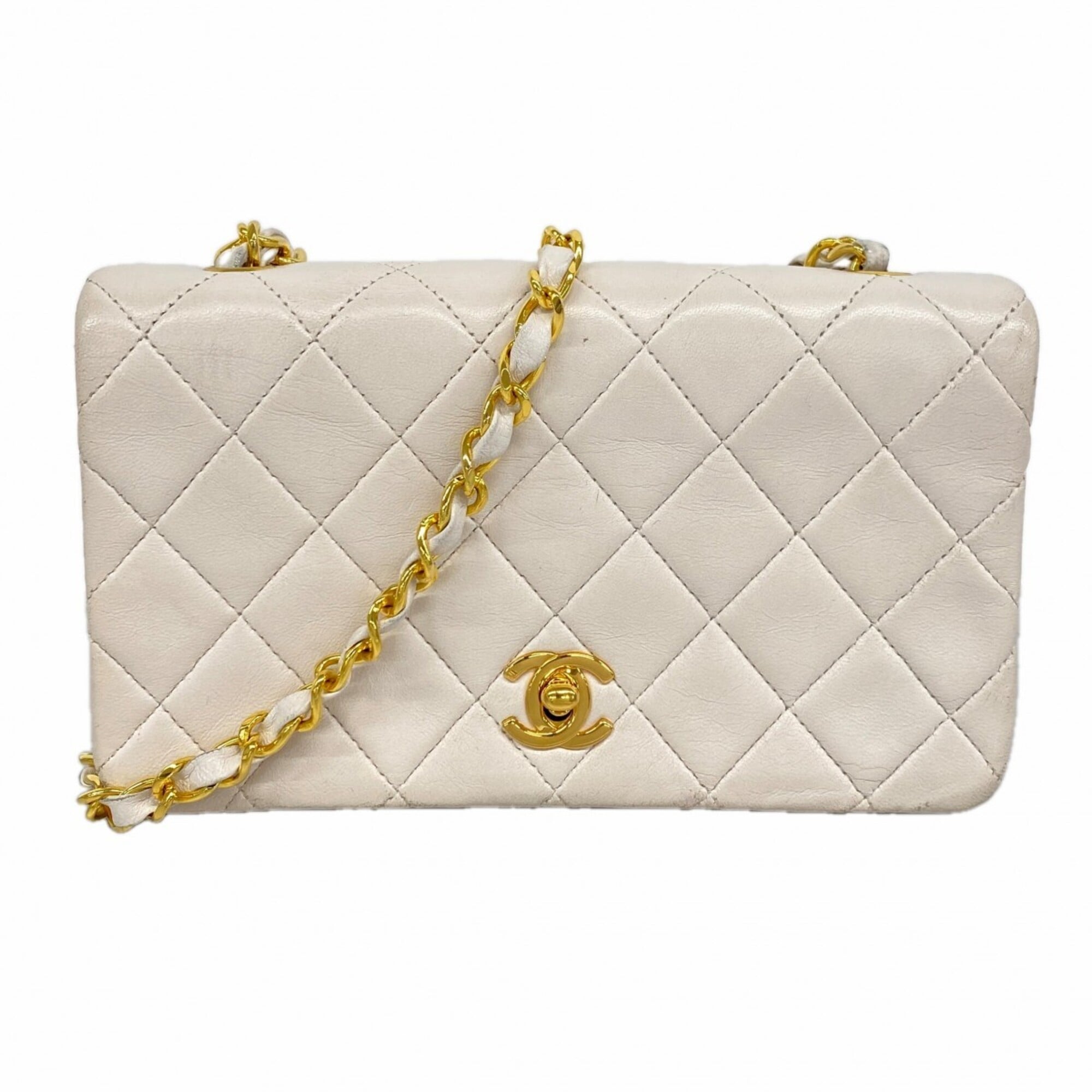 Chanel White Leather Shoulder Bag (Pre-Owned)