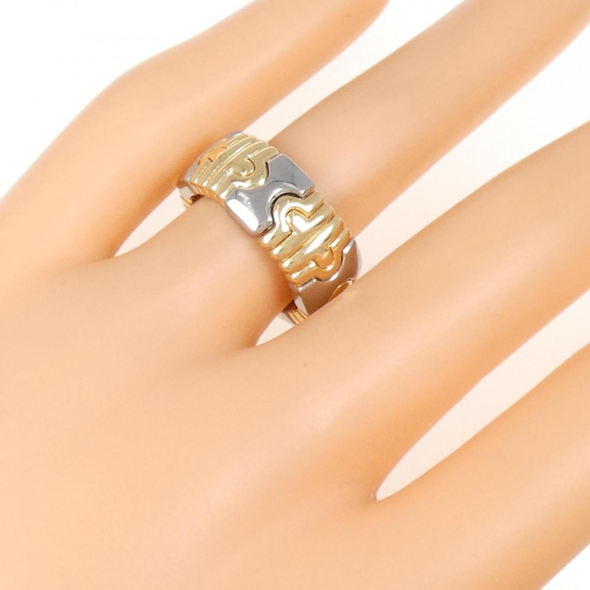 Bvlgari Silver Yellow Gold Stainless Steel Yellow Gold (18K) Band Ring (Pre-Owned)