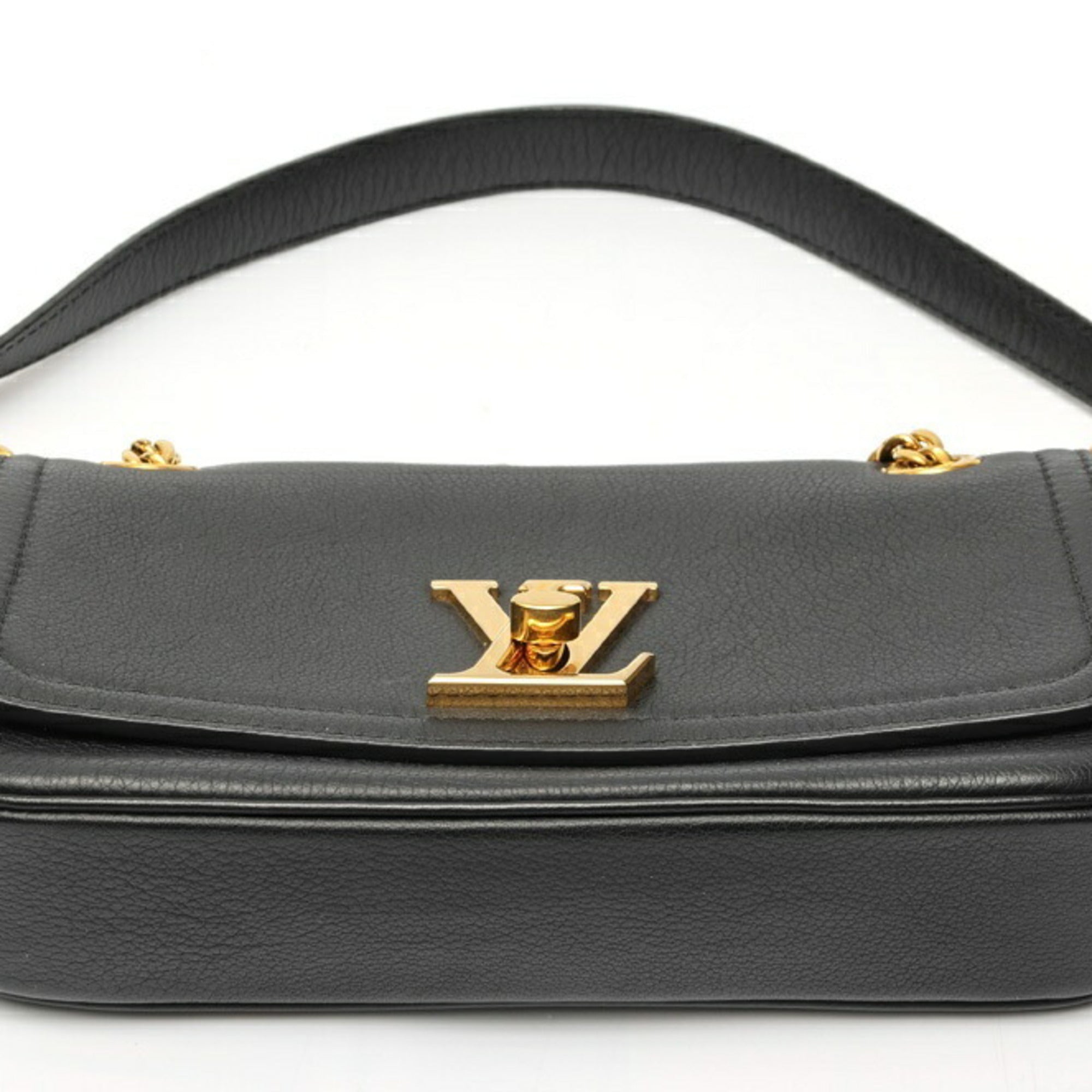 Louis Vuitton Black Leather Shoulder Bag (Pre-Owned)