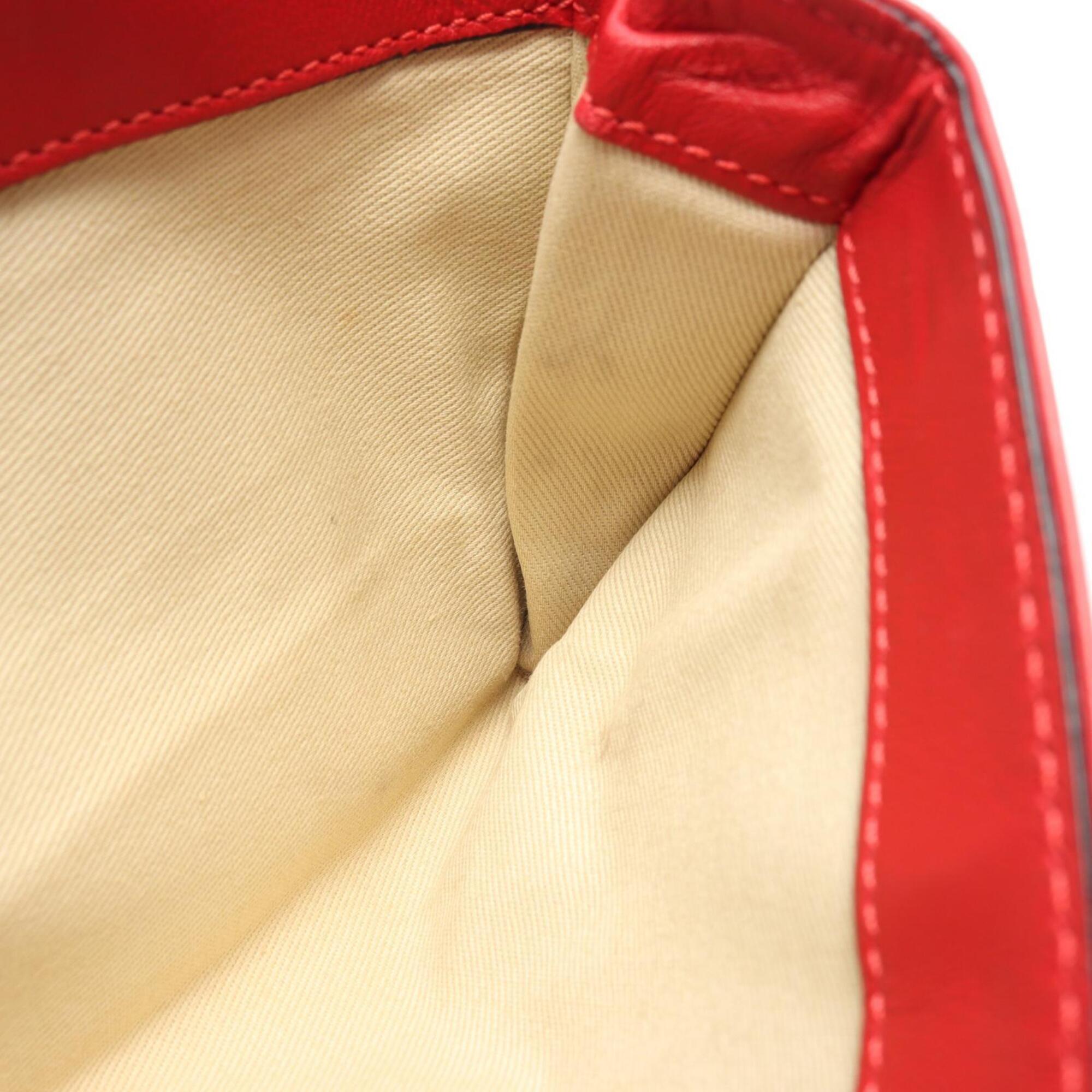 Valentino Red Color Leather Handbag Shoulder Bag (Pre-Owned)