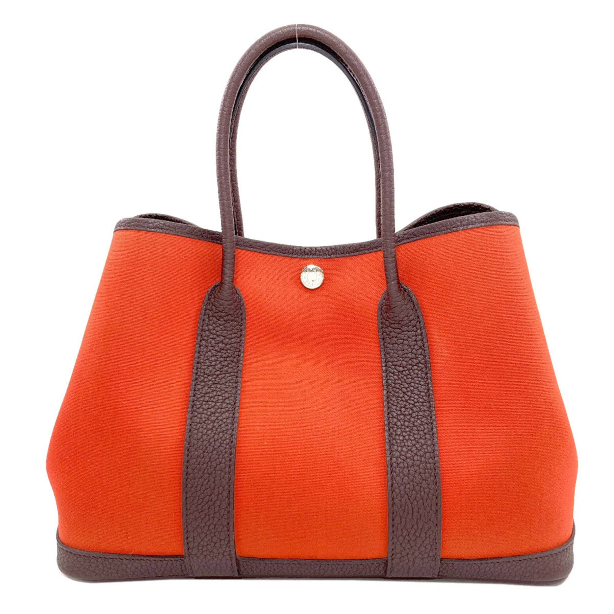 Hermes Garden Red Color Toile Officier Handbag (Pre-Owned)