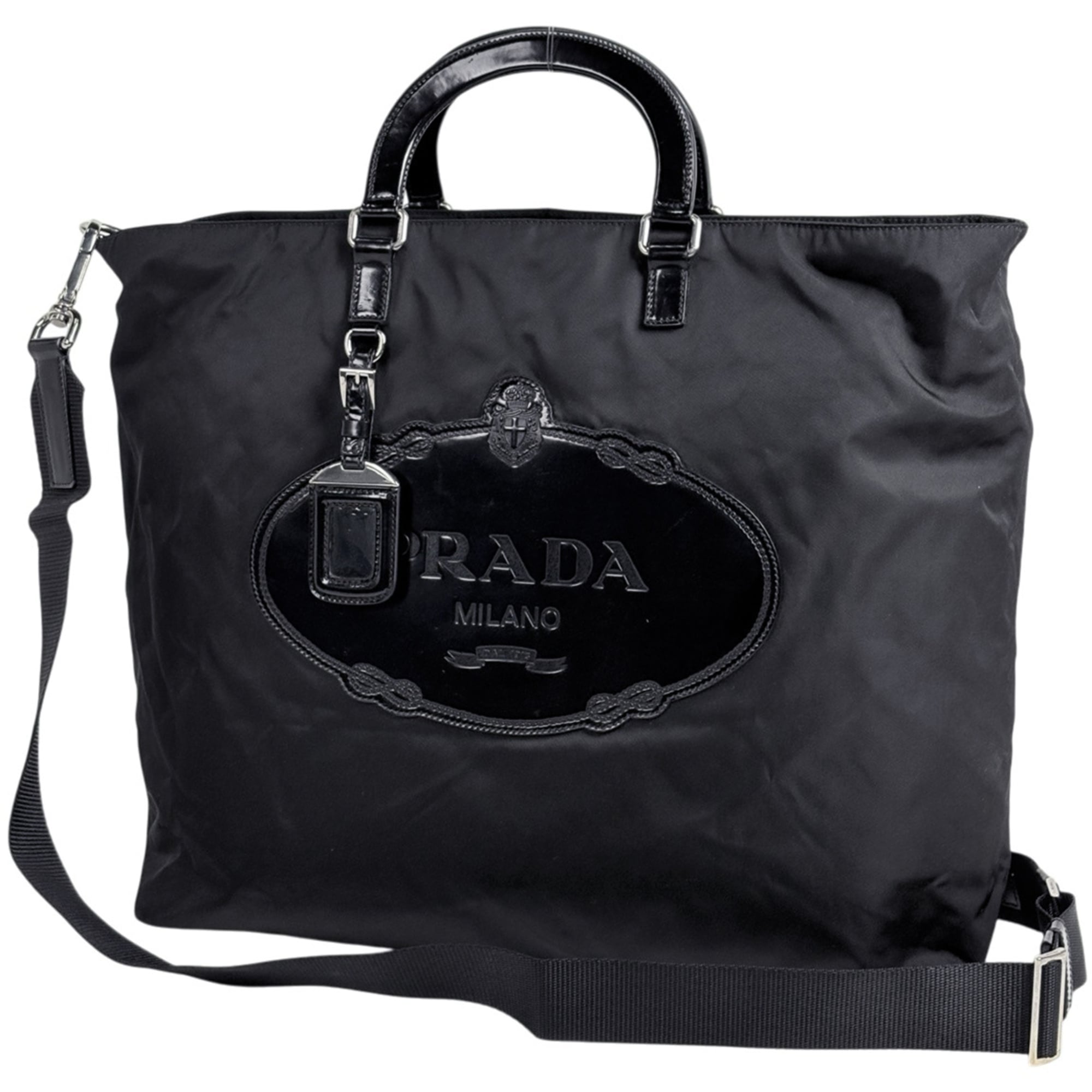 Prada Black Nylon Shoulder Bag Tote Bag (Pre-Owned)
