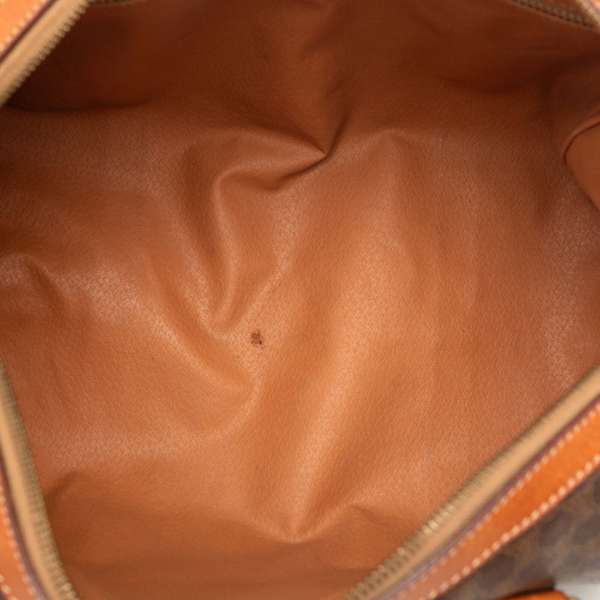 Celine Macadam Brown Leather Boston Bag Handbag (Pre-Owned)