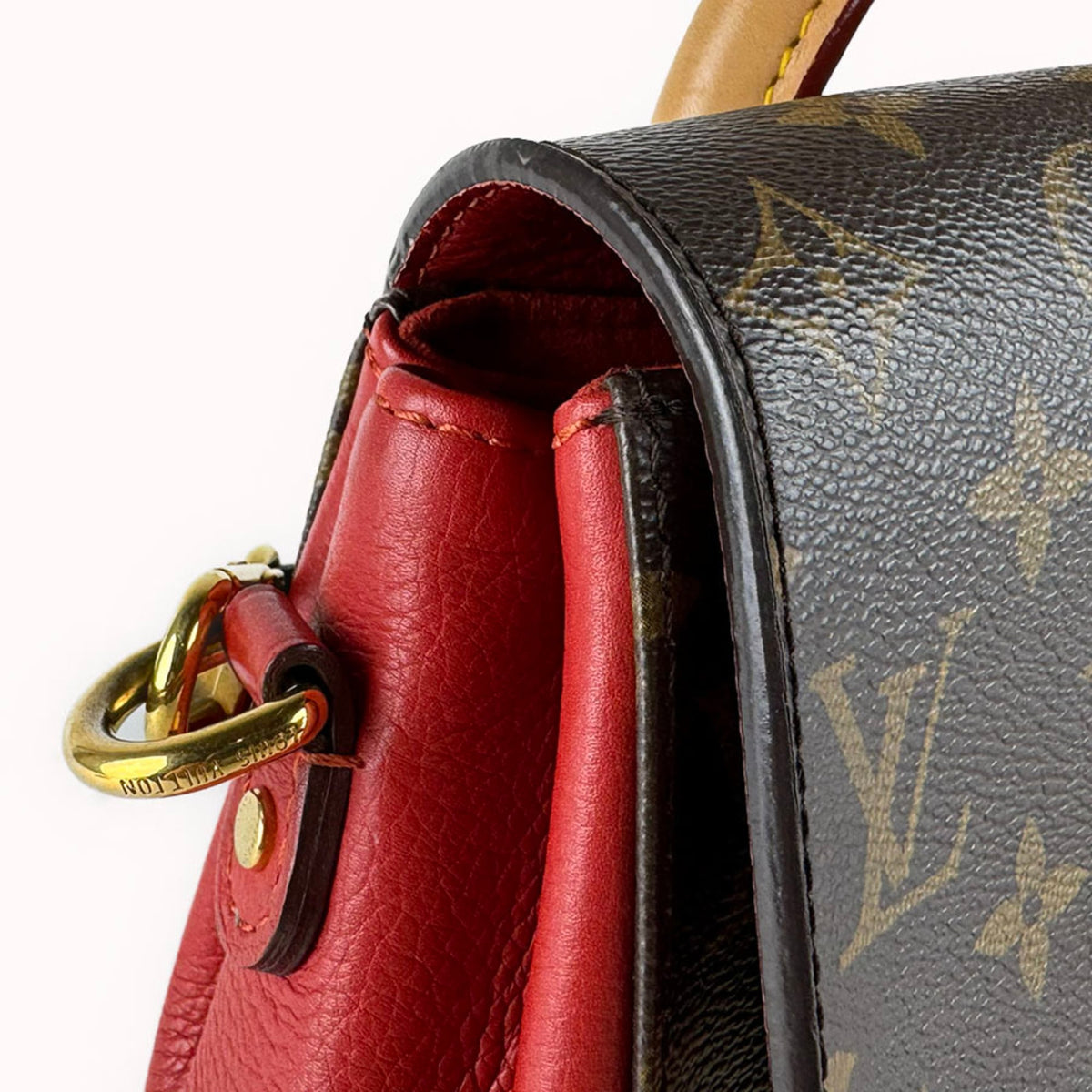 Louis Vuitton Brown Monogram Red Color Monogram Leather Shoulder Bag (Pre-Owned)