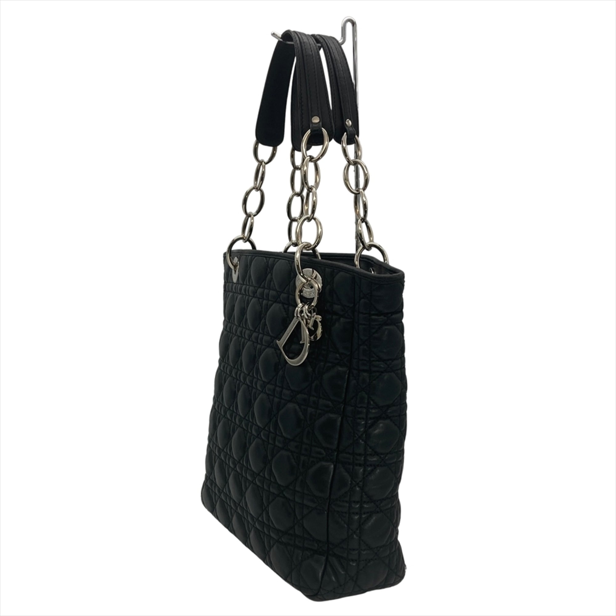 Christian Dior Black Leather Handbag Tote Bag (Pre-Owned)