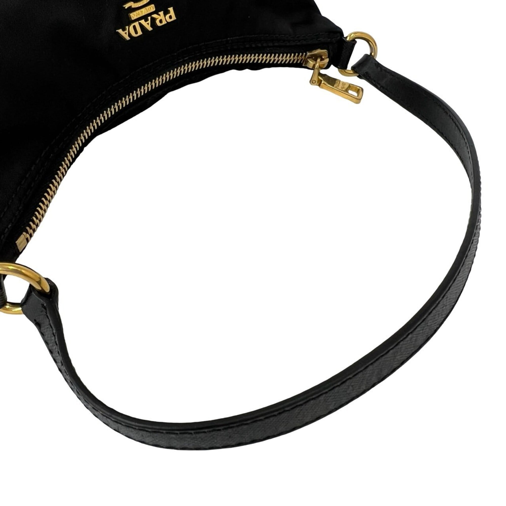 Prada Black Leather Nylon Handbag Pouch (Pre-Owned)