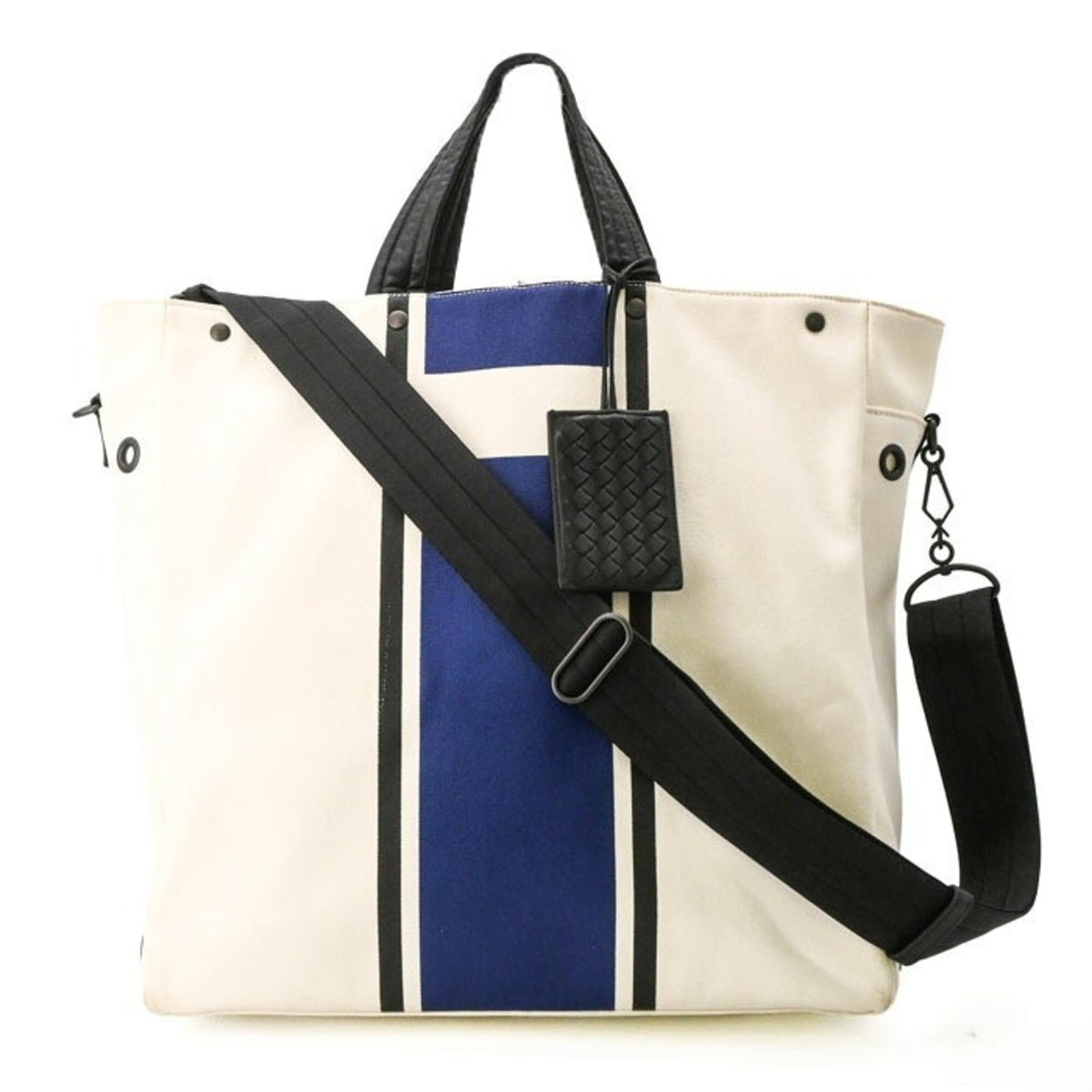 Bottega Veneta White Canvas Shoulder Bag Tote Bag (Pre-Owned)