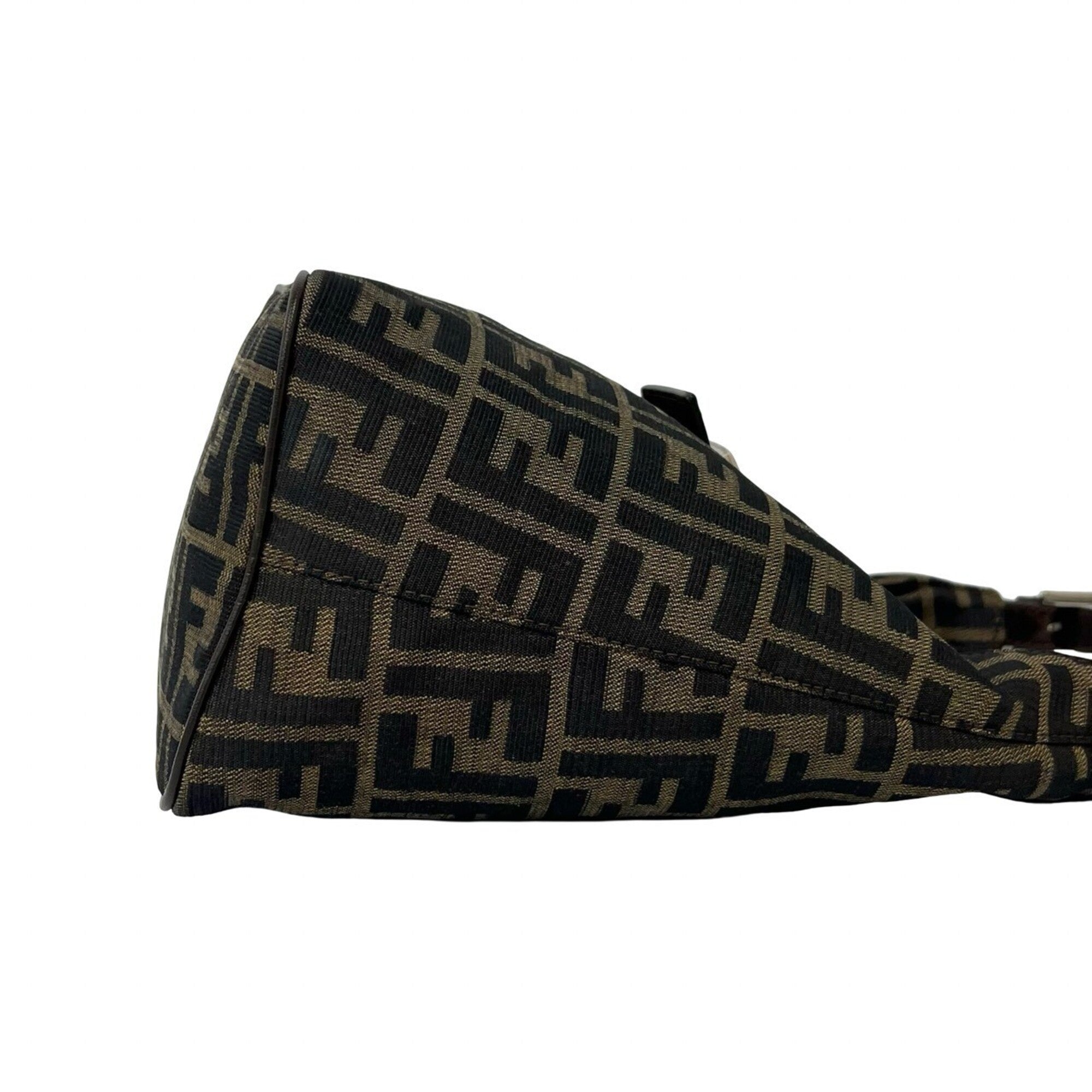 Fendi Black Brown Canvas Leather Shoulder Bag Tote Bag (Pre-Owned)
