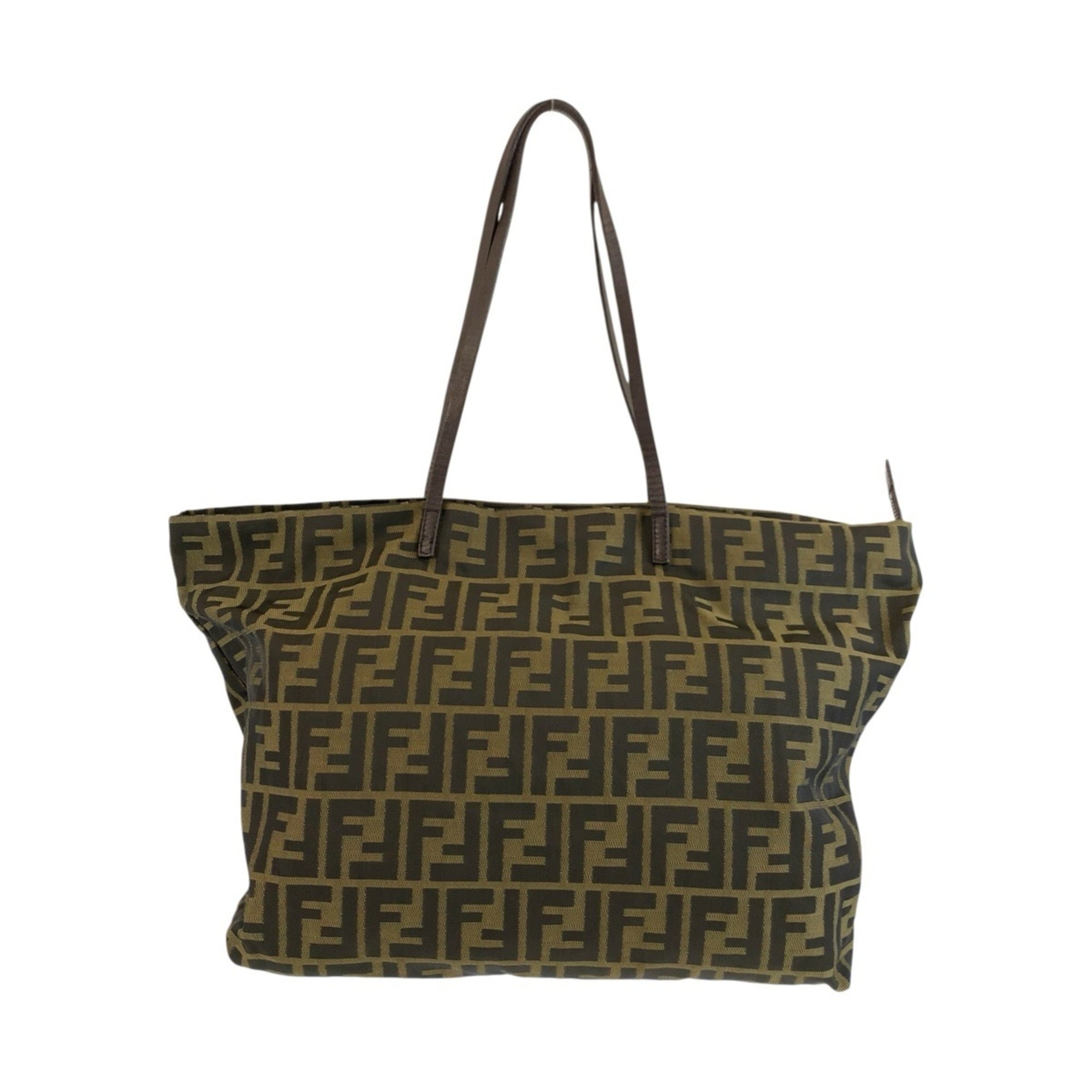 Fendi Brown Canvas Leather Shoulder Bag Tote Bag (Pre-Owned)