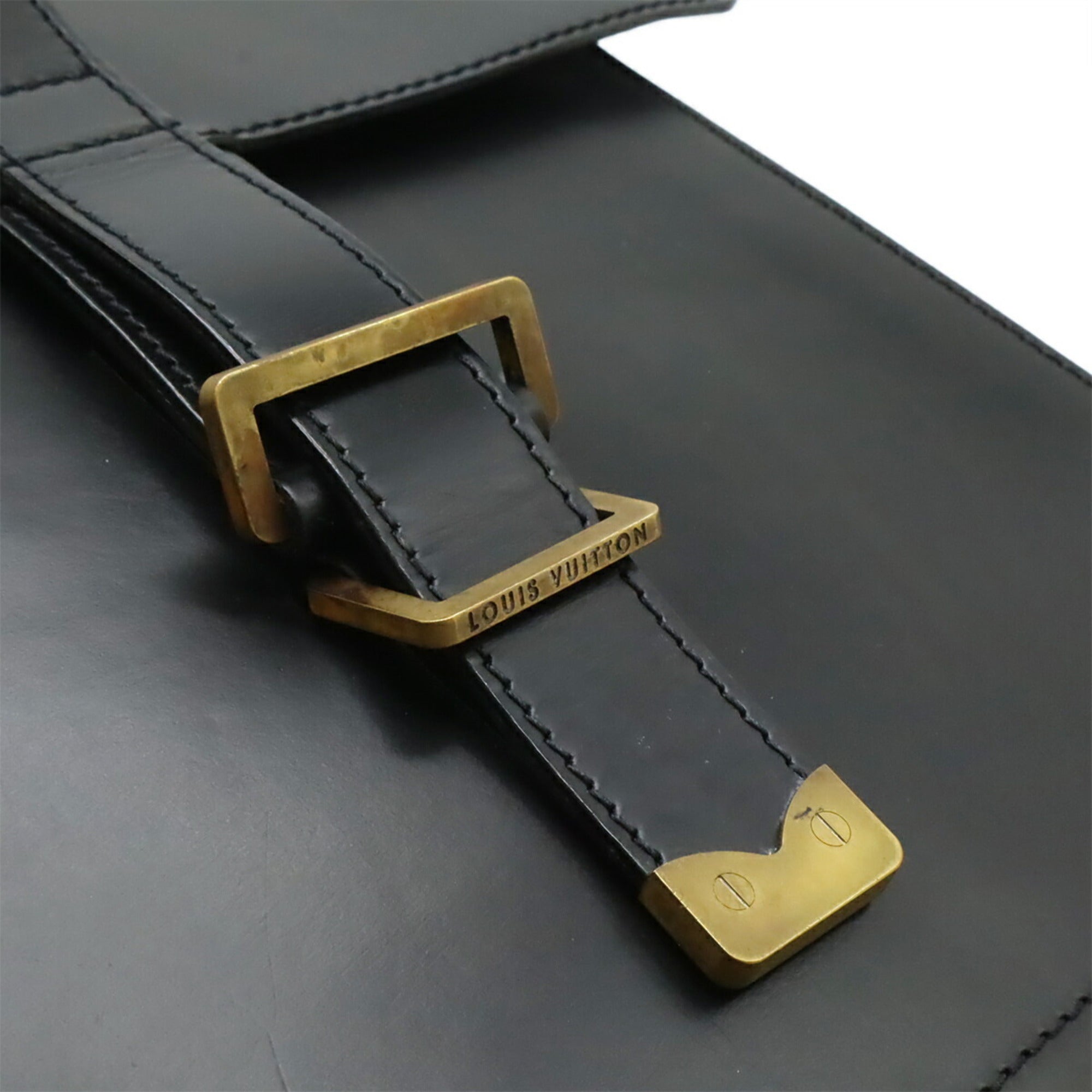 Louis Vuitton Black Leather Shoulder Bag (Pre-Owned)