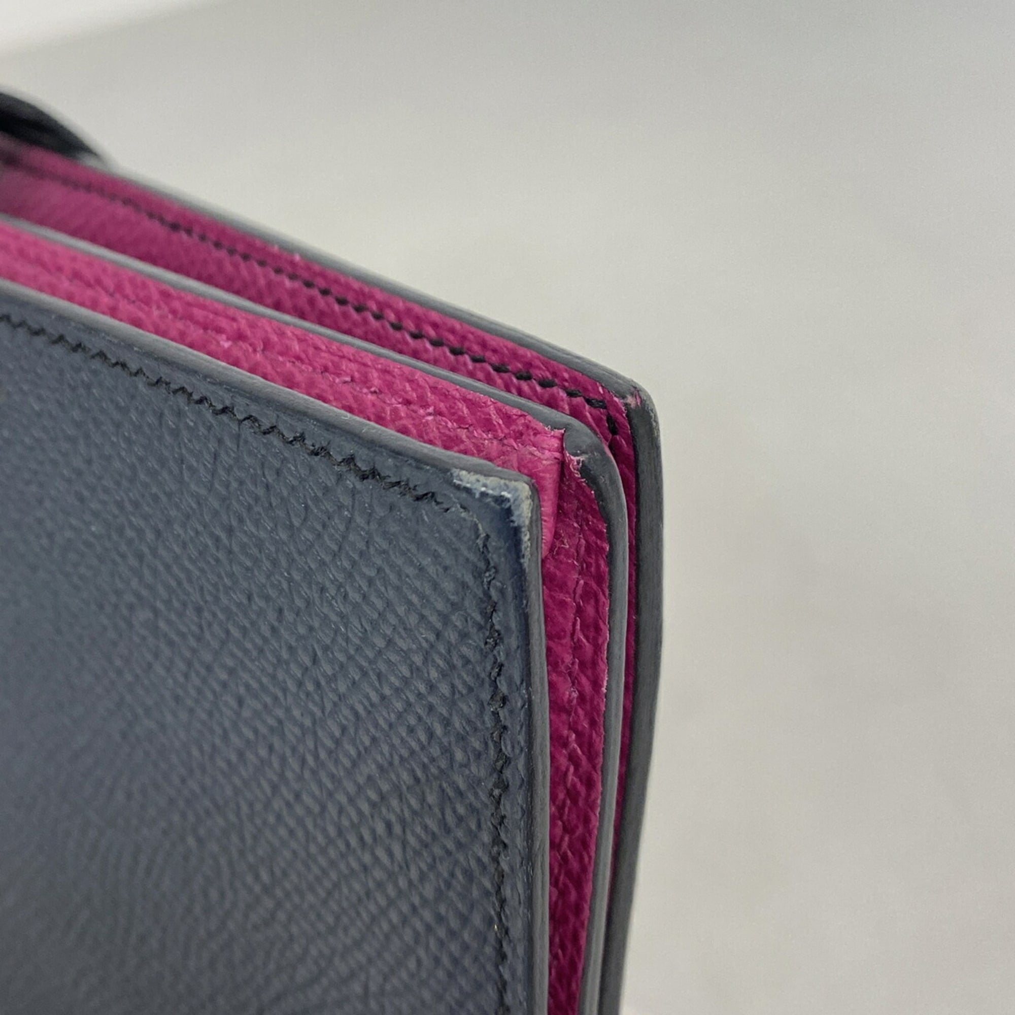 Hermes Blue Indigo Rose Purple Leather Long Wallet (Bi-Fold) (Pre-Owned)