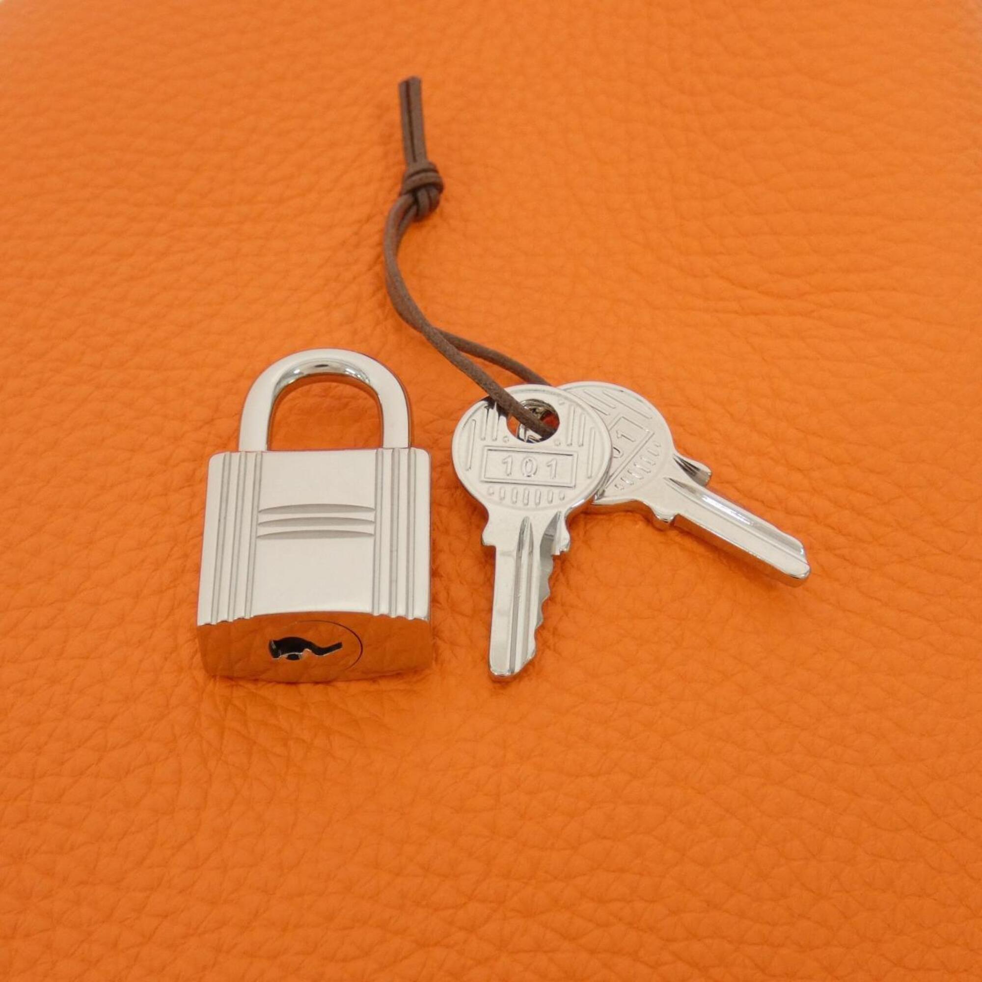 Hermes Orange Taurillon Clemence Leather Handbag (Pre-Owned)