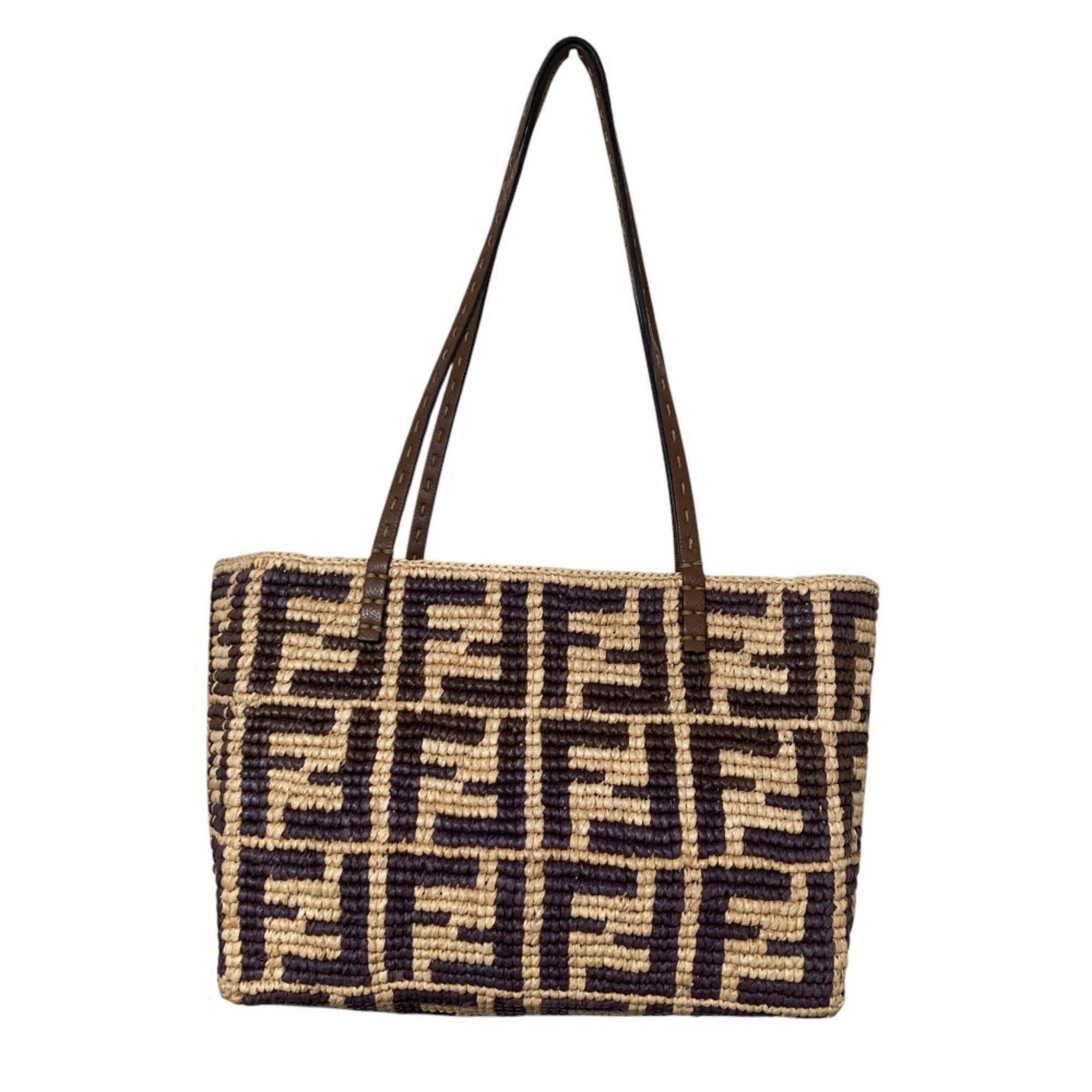 Fendi Brown Raffia Tote Bag (Pre-Owned)