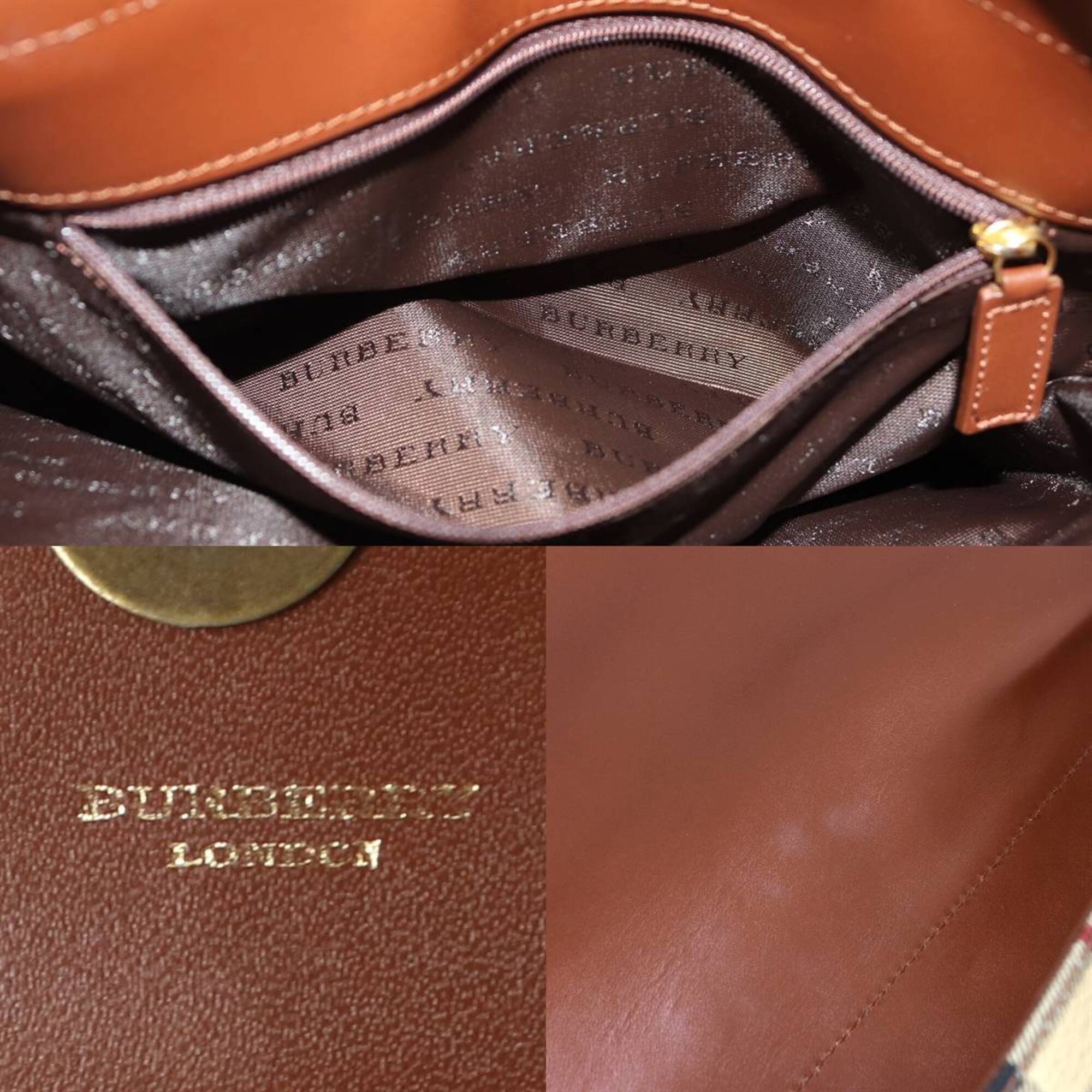Burberry Beige Multi-Color Pvc Messenger Bag (Pre-Owned)