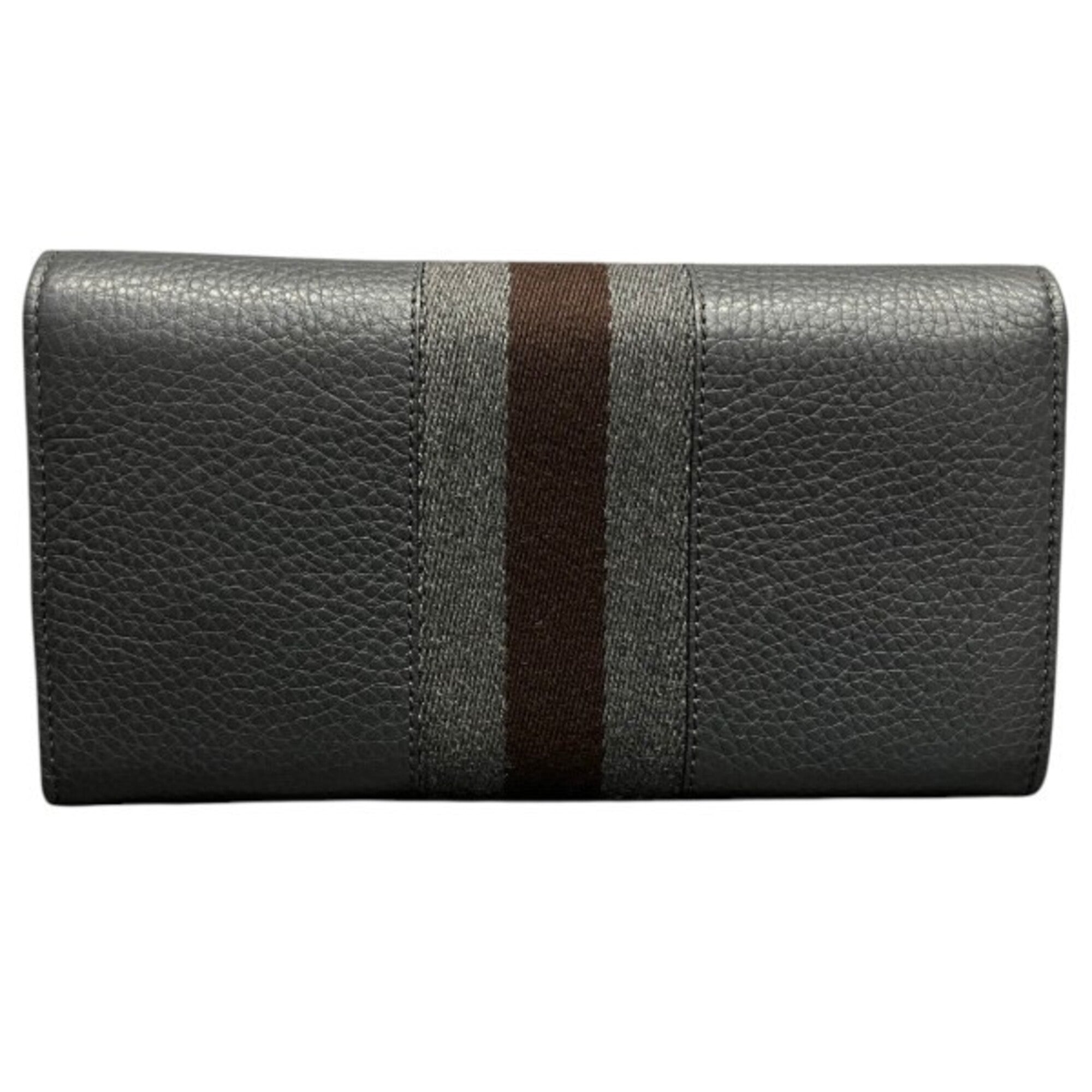 Gucci Gray Leather Long Wallet (Bi-Fold) (Pre-Owned)